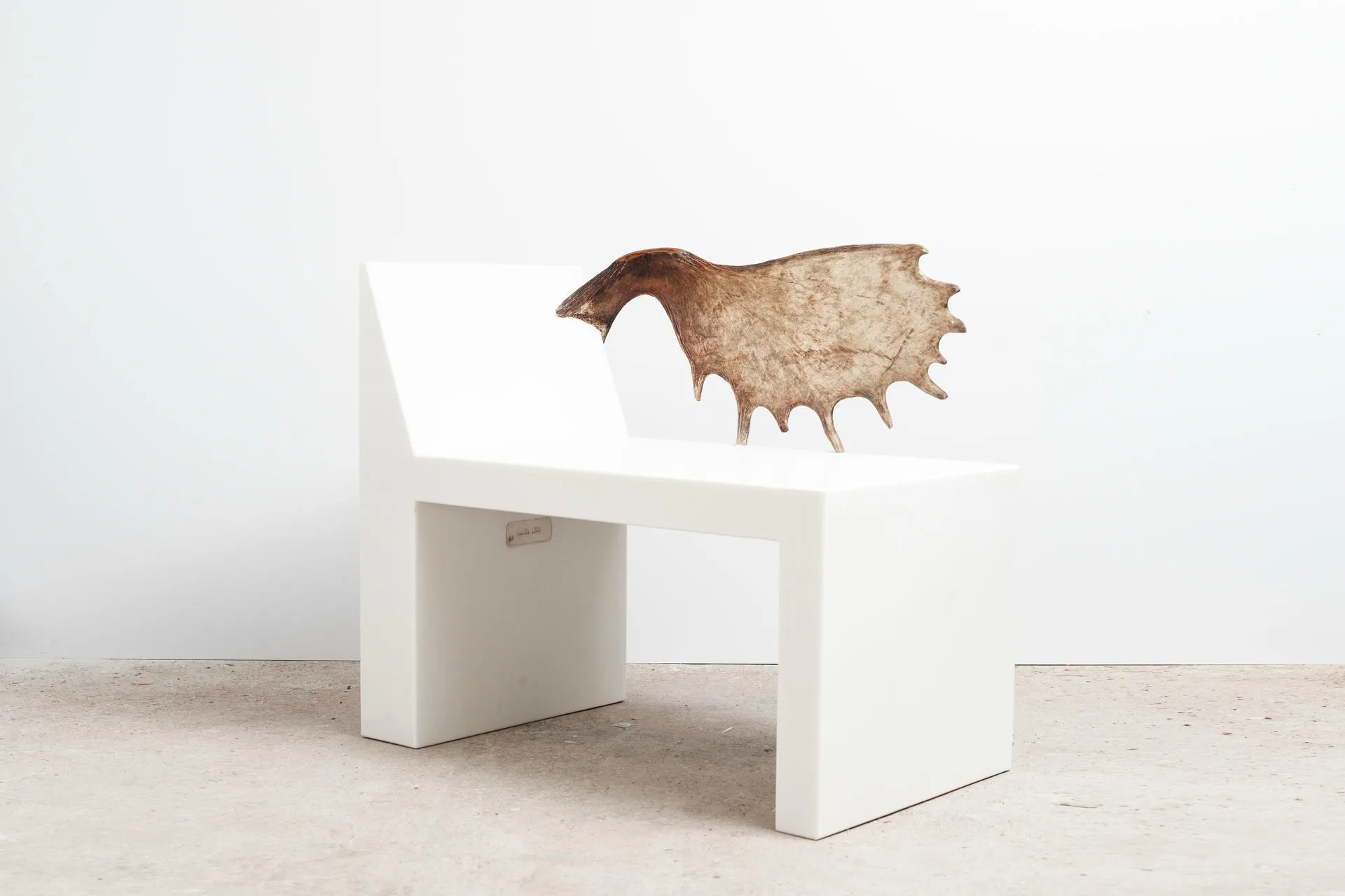 Tomb Chair by Rick Owens: White Marble & Moose Antler, Modern
