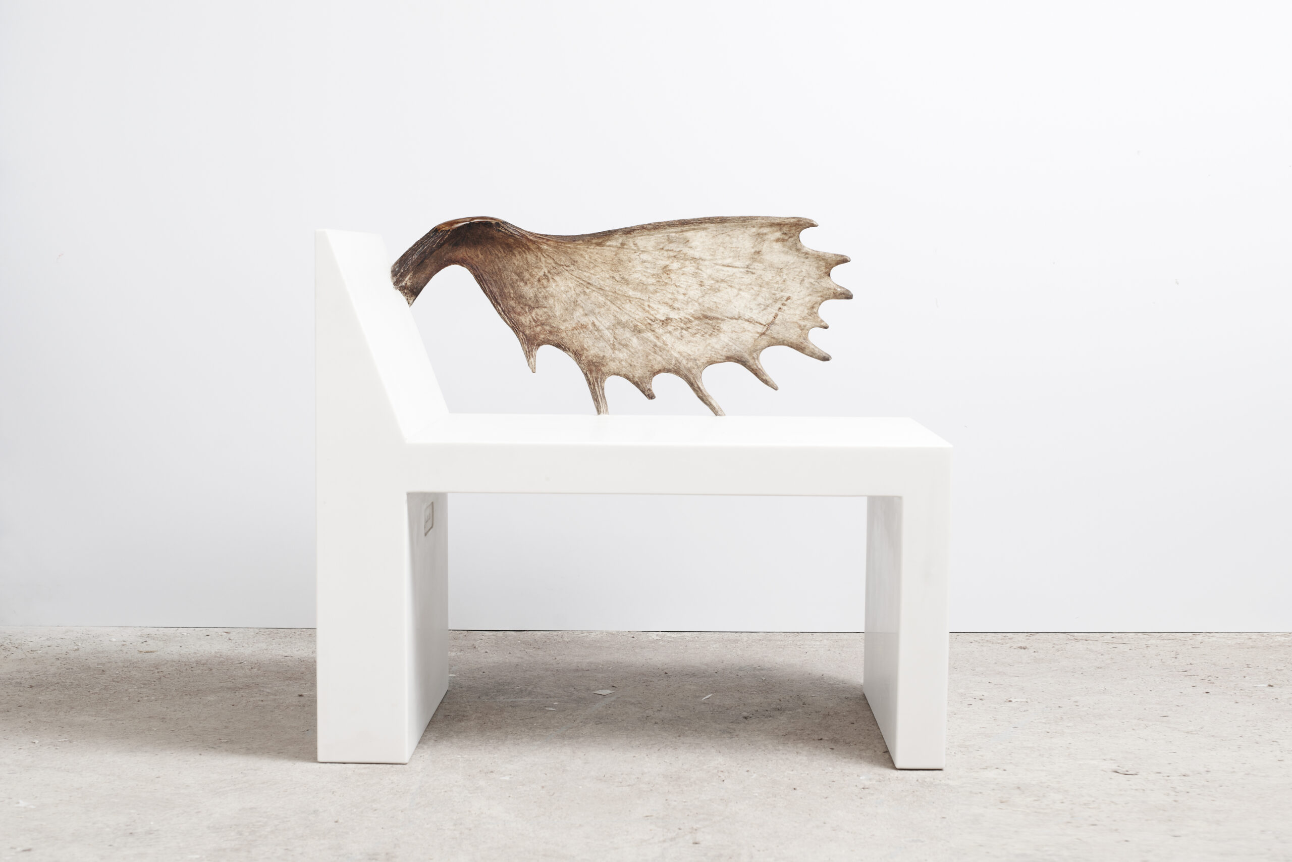 Tomb Chair by Rick Owens White Marble Moose Antler Modern Design 3