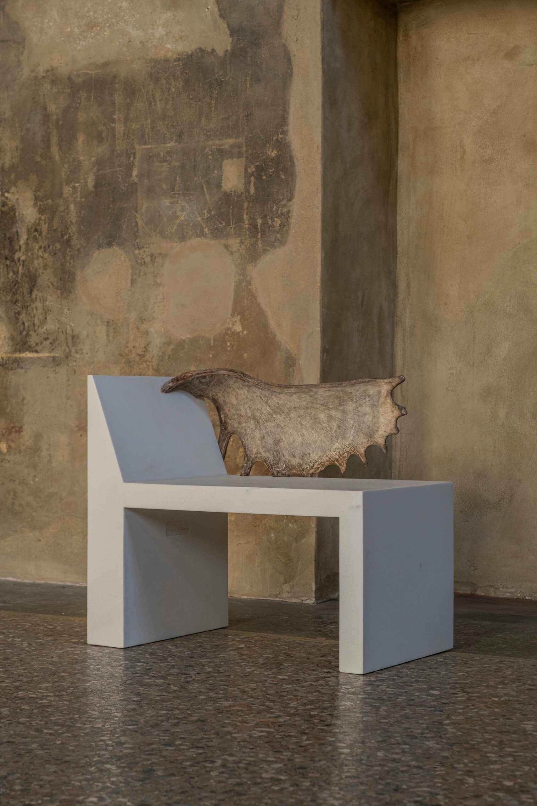 Tomb Chair by Rick Owens White Marble Moose Antler Modern Design 4