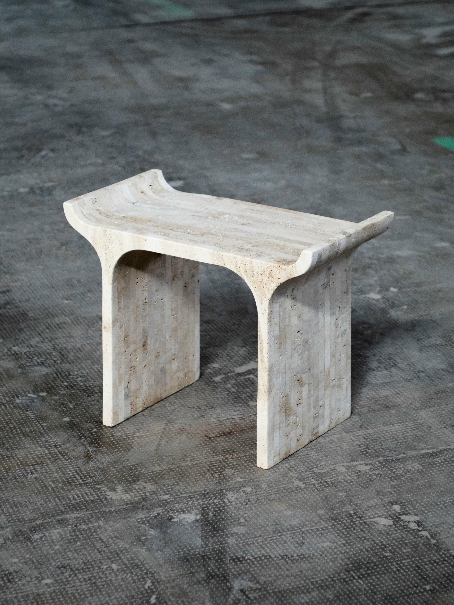 Tori Stool Travertine by Ries 2