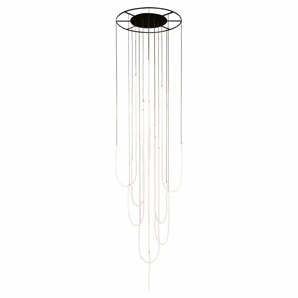 Unique Cascade Satin Brass Contemporary Light Pendant by Morghen Studio 1