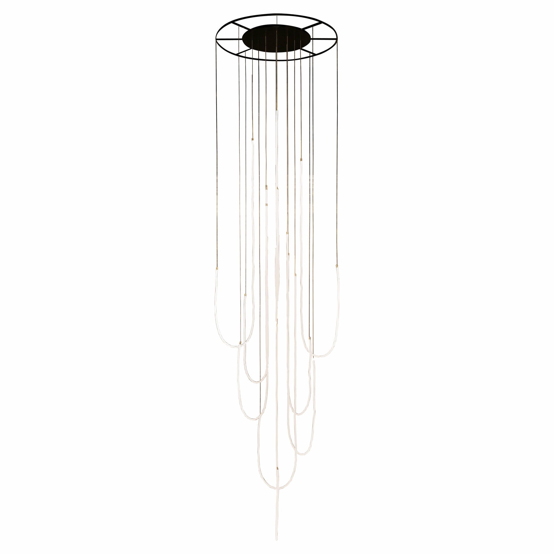 Unique Cascade Satin Brass Contemporary Light Pendant by Morghen Studio 1