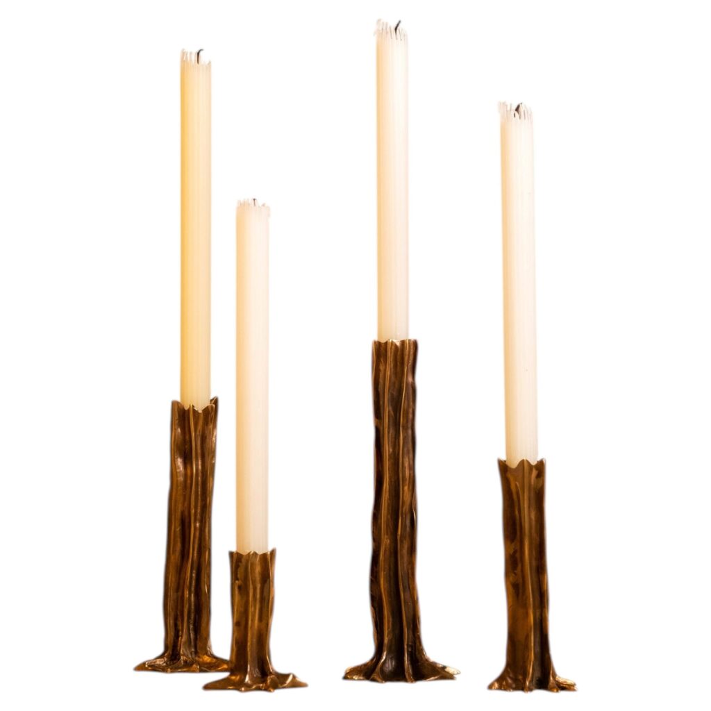 Dark Patina Arbor 4 Piece Set of Candlesticks by Studio Palatin 1