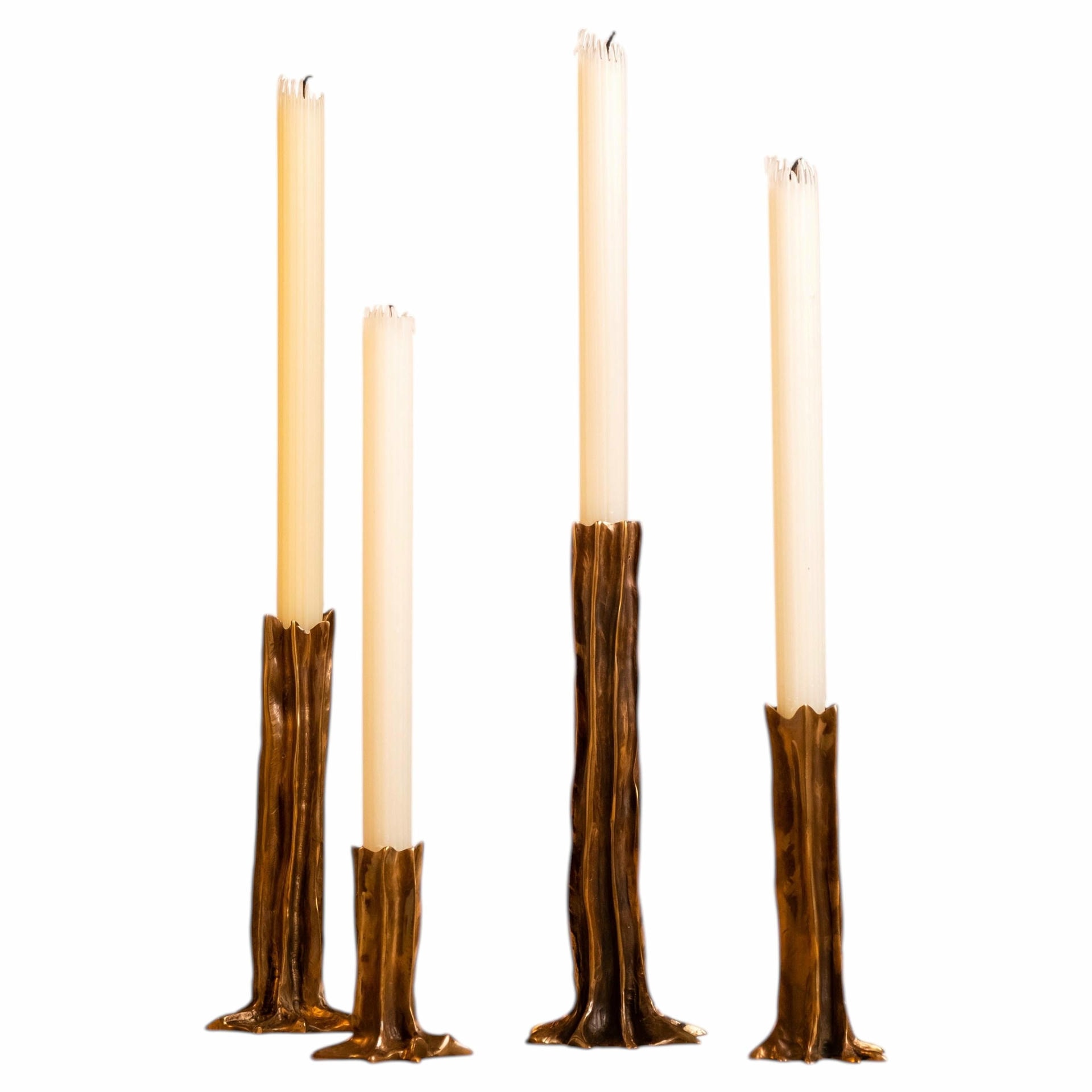 Dark Patina Arbor 4 Piece Set of Candlesticks by Studio Palatin 1