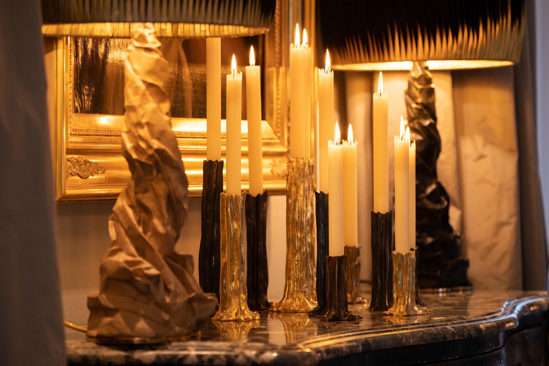 Dark Patina Arbor 4 Piece Set of Candlesticks by Studio Palatin 2
