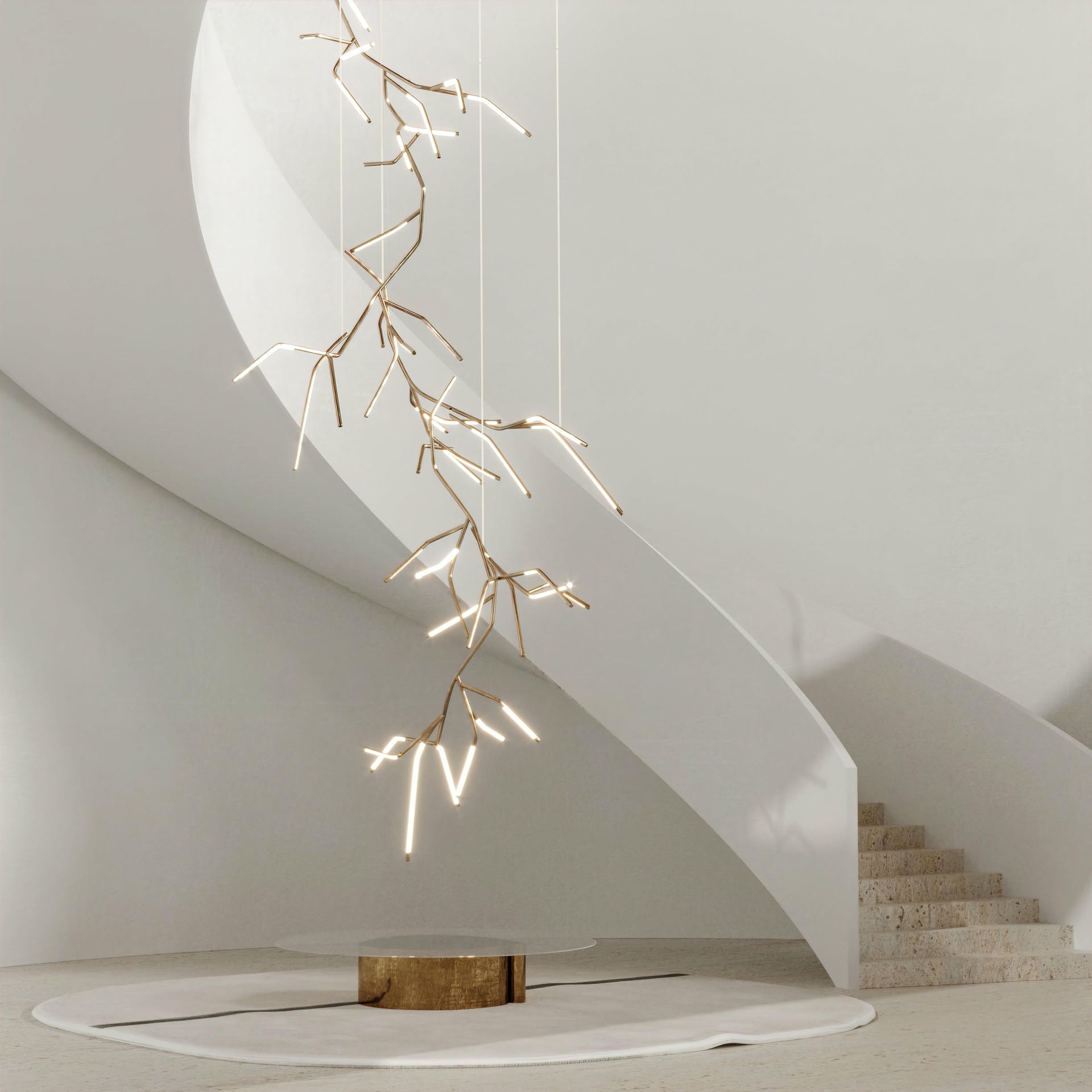 Unique Phenomenal Branch Like Sculptural Brass Chandelier by Morghen Studio 2