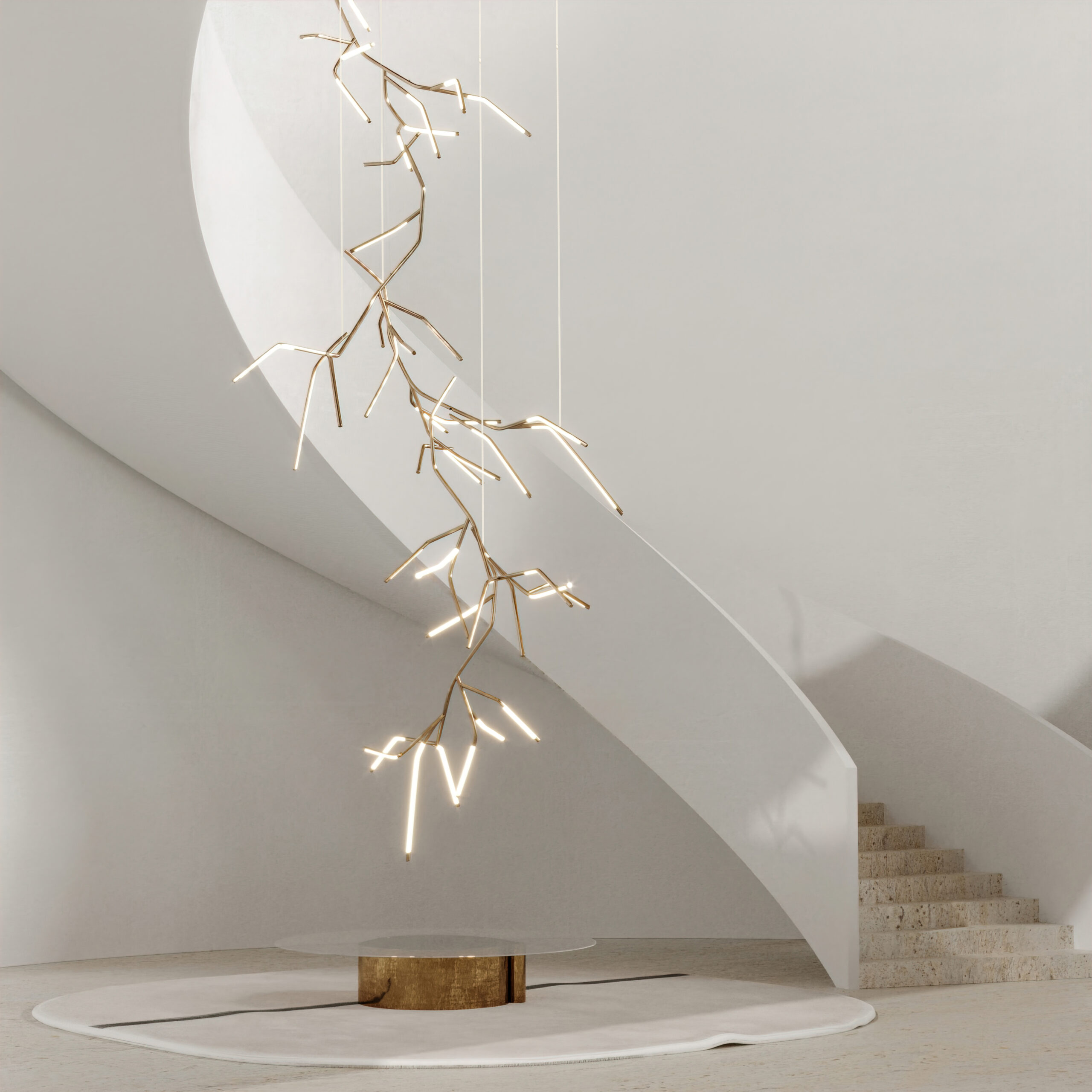 Unique Phenomenal Branch Like Sculptural Brass Chandelier by Morghen Studio 2
