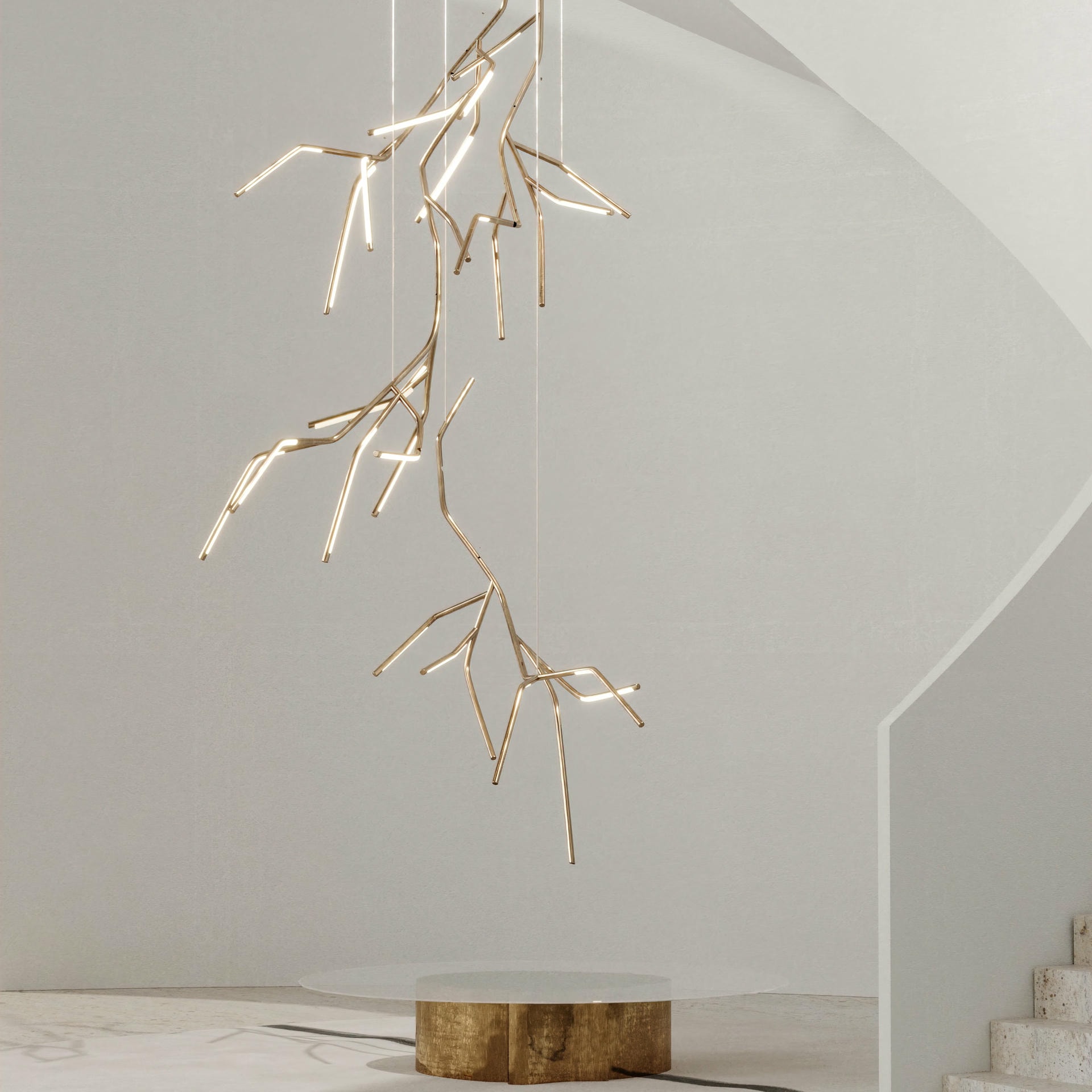 Unique Phenomenal Branch Like Sculptural Brass Chandelier by Morghen Studio 3