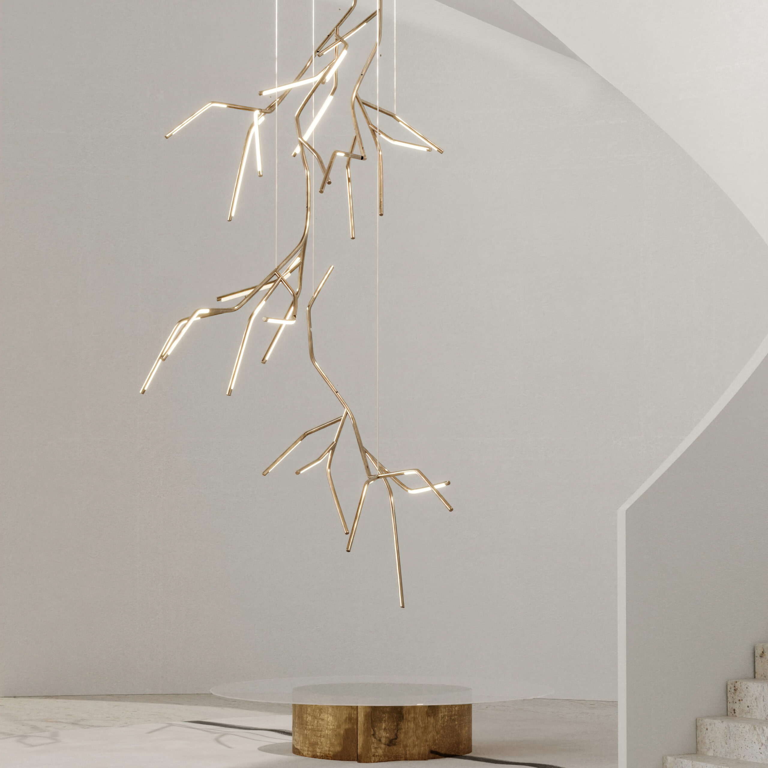Unique Phenomenal Branch Like Sculptural Brass Chandelier by Morghen Studio 3