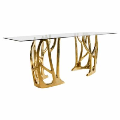 Brass Sculpted Console Table, Galaxy, Misaya