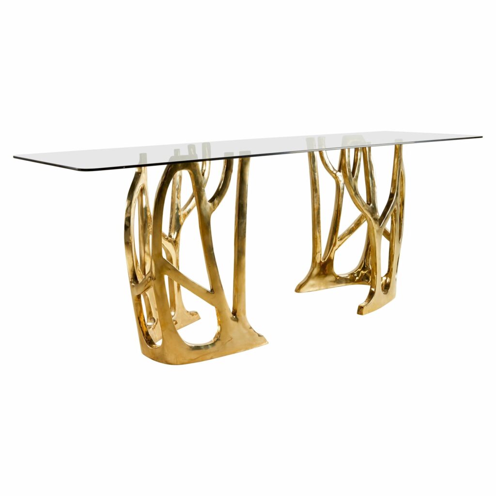 Brass Sculpted Console Table Galaxy Misaya 1