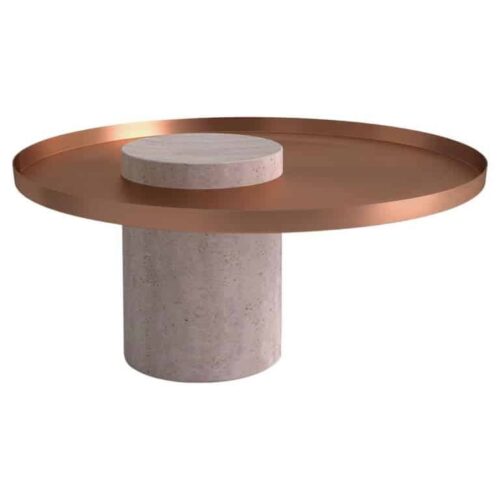 Low Travertine Contemporary Gueridon Sebastian Herkner 1