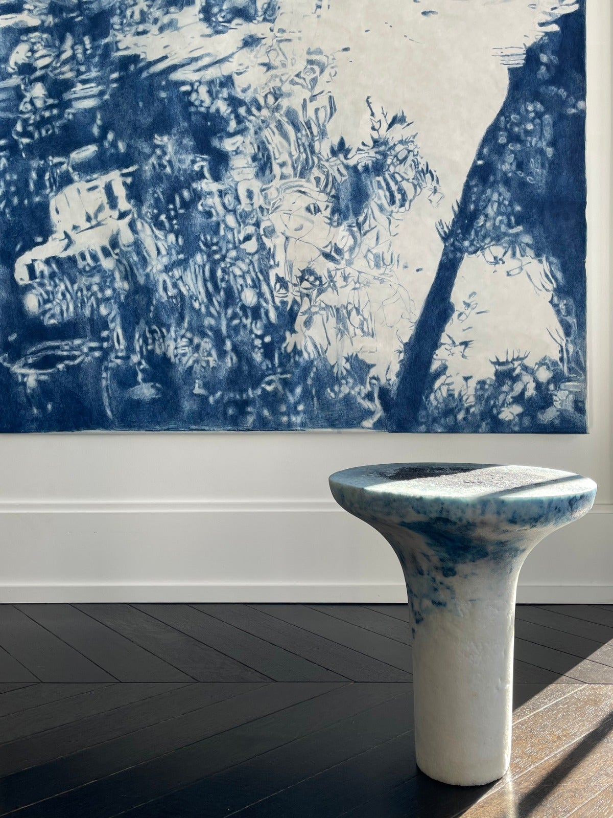 Unique Blue Marbled Salts Gueridon Roxane Lahidji 8