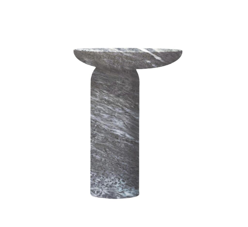 Decomplexe, Dark Grey Marble Side Table Sculpted by Frederic Saulou 1