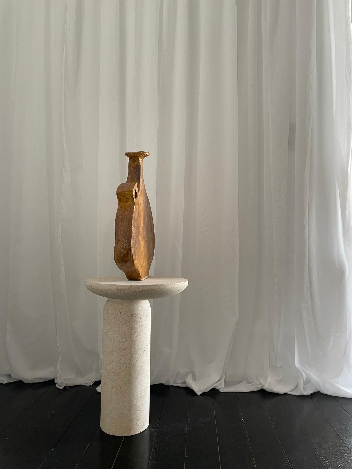 Decomplexe, Dark Grey Marble Side Table Sculpted by Frederic Saulou 12
