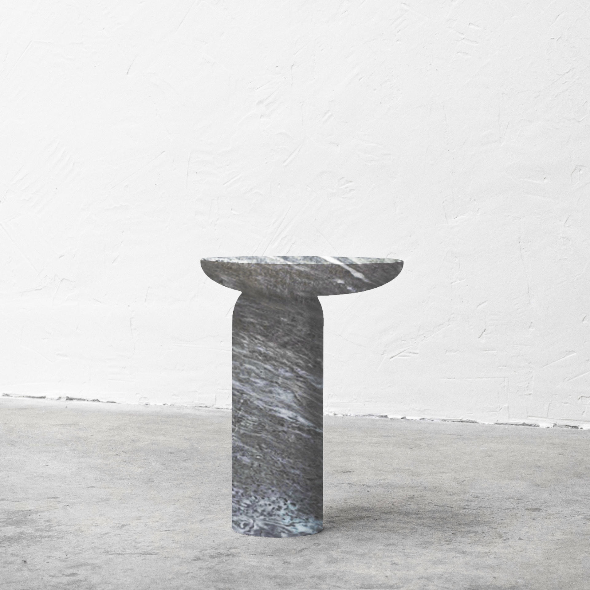 Decomplexe Dark Grey Marble Side Table Sculpted by Frederic Saulou 2