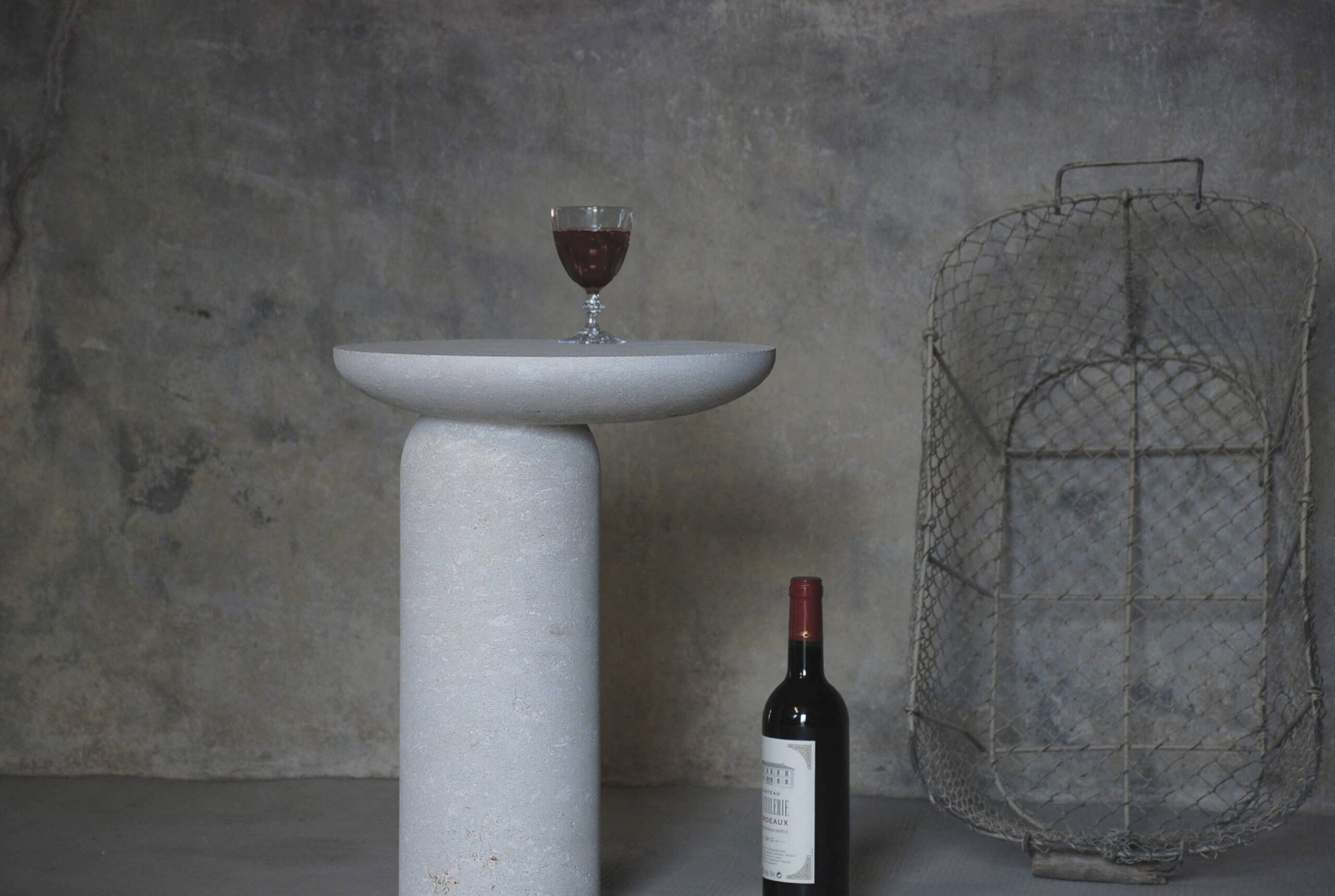 Decomplexe, Dark Grey Marble Side Table Sculpted by Frederic Saulou 6