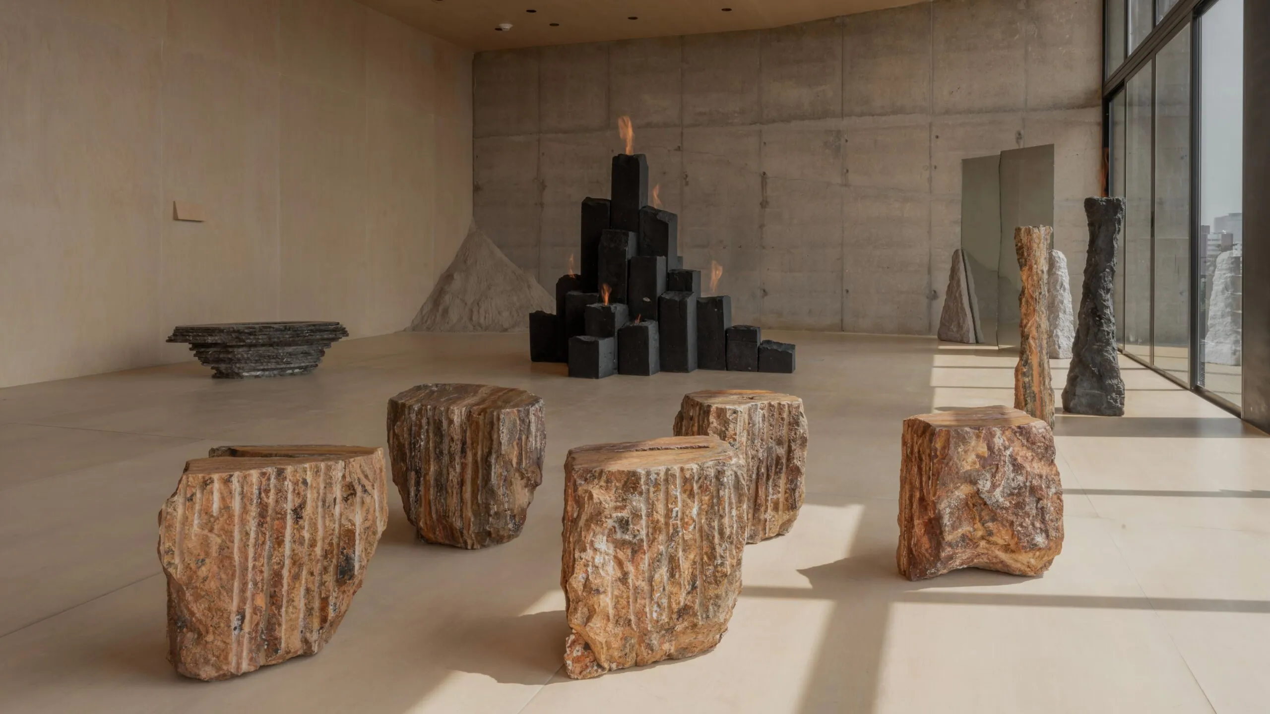 Hexagonal Black Basalt Columns Decorative Object by Andres Monnier 11