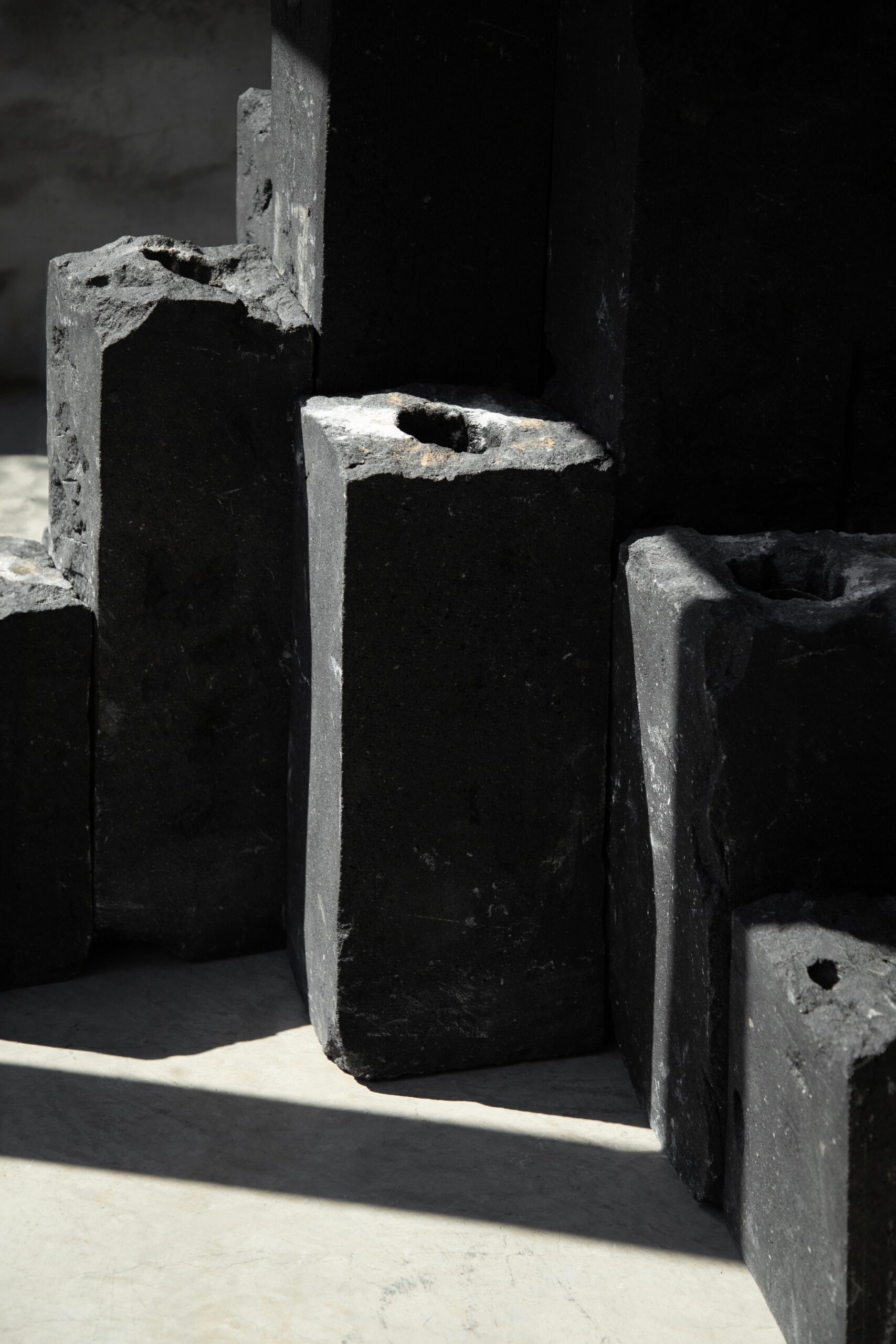 Hexagonal Black Basalt Columns Decorative Object by Andres Monnier 14