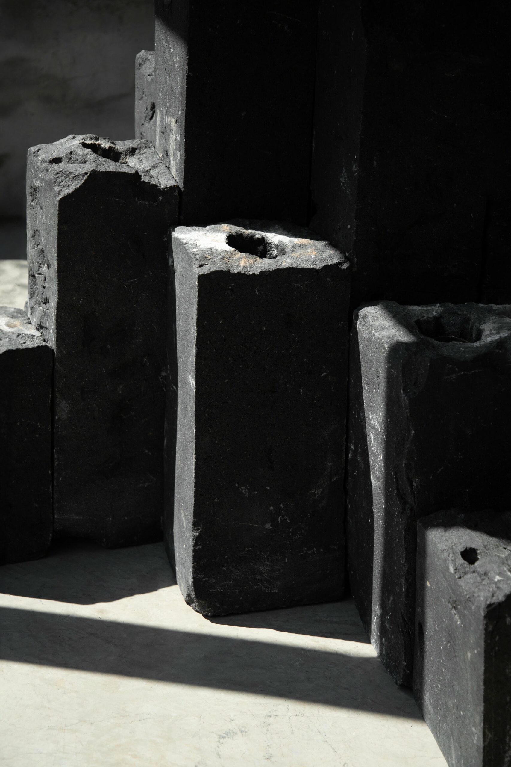 Hexagonal Black Basalt Columns Decorative Object by Andres Monnier 15