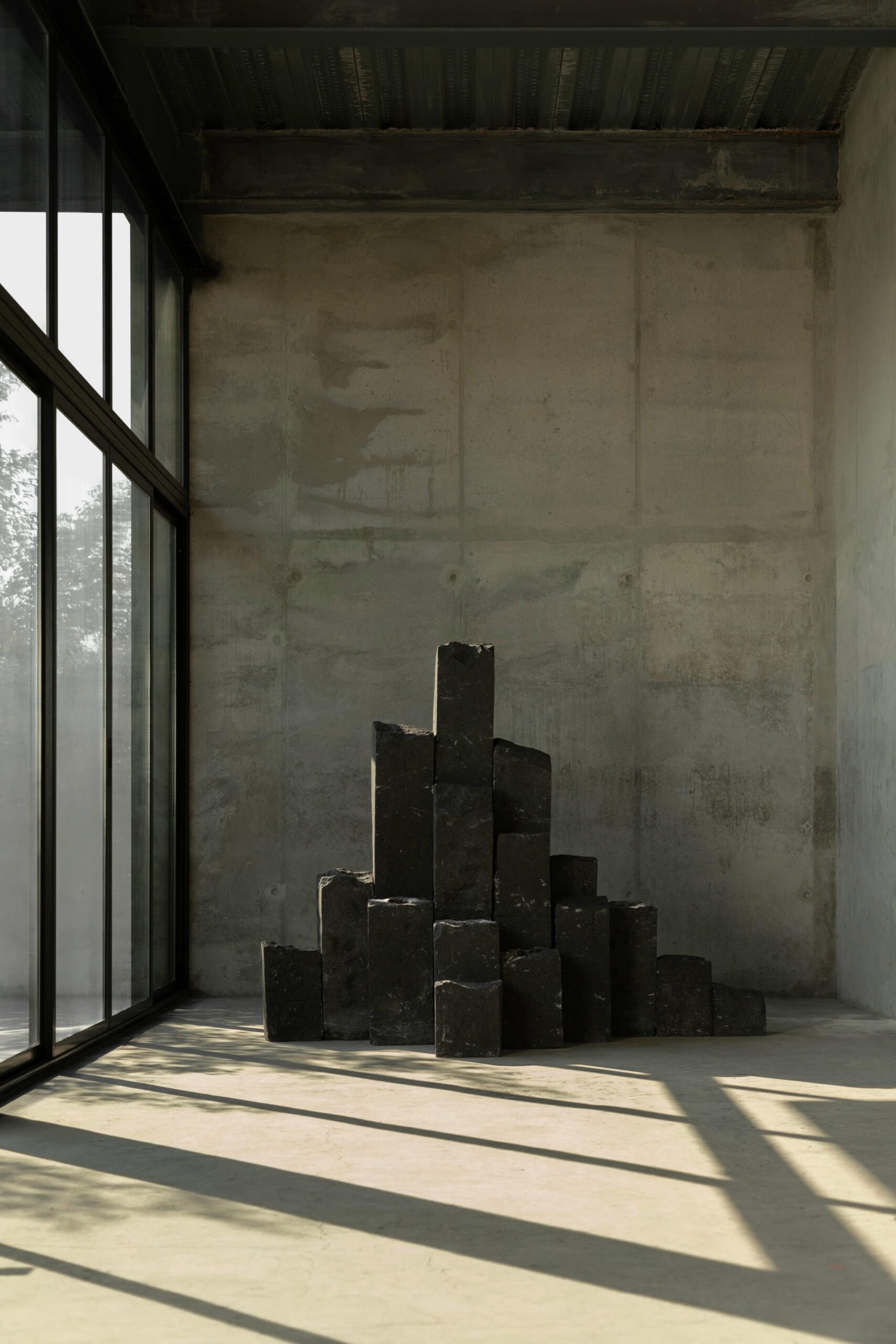 Hexagonal Black Basalt Columns Decorative Object by Andres Monnier 7