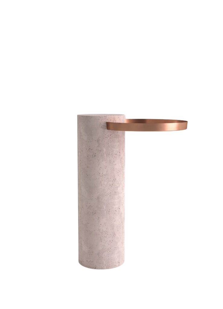 High Travertine Contemporary Guéridon, Sebastian Herkner 1