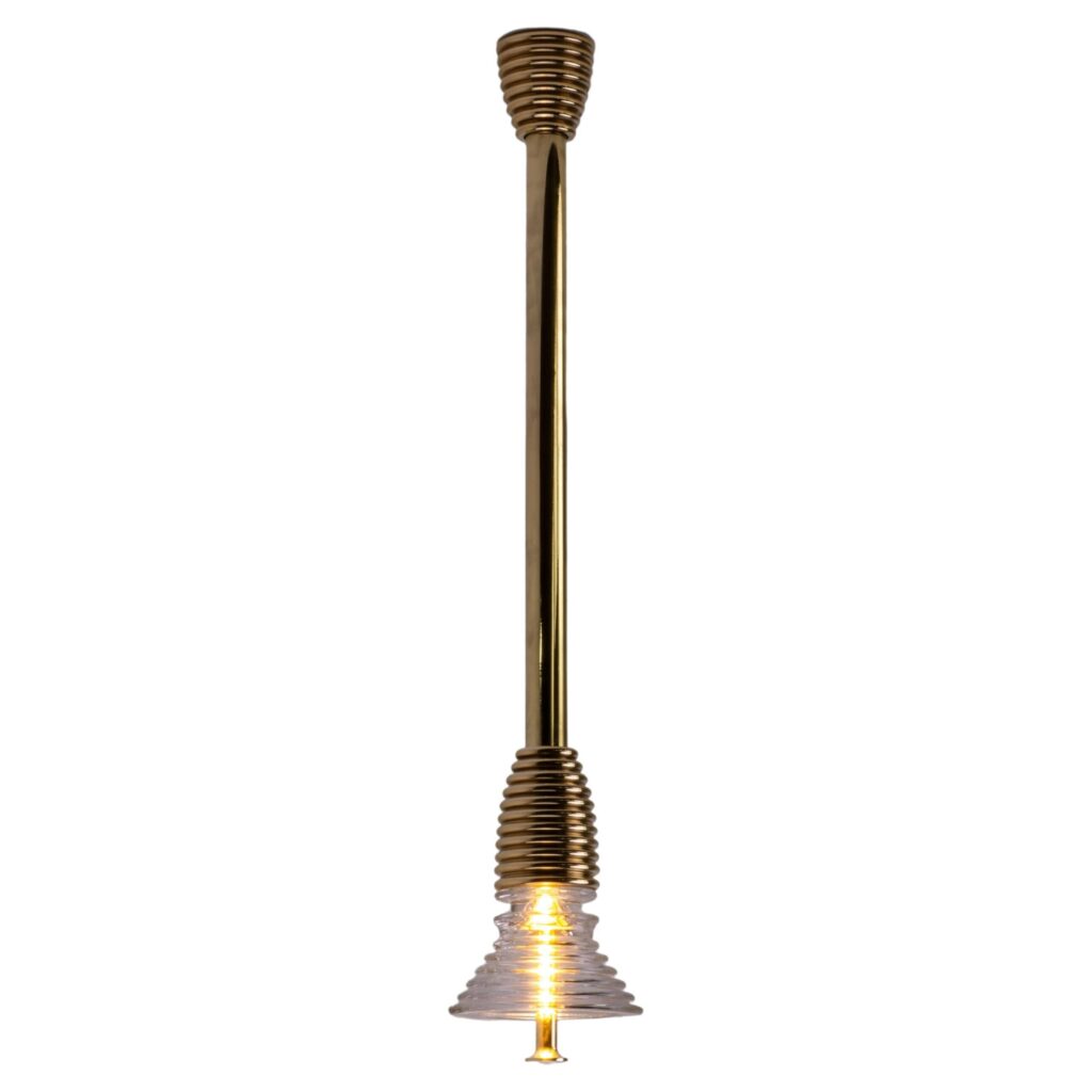 Insulator A Clear Glass and Polished Brass Pendant Light by Novocastrian 1