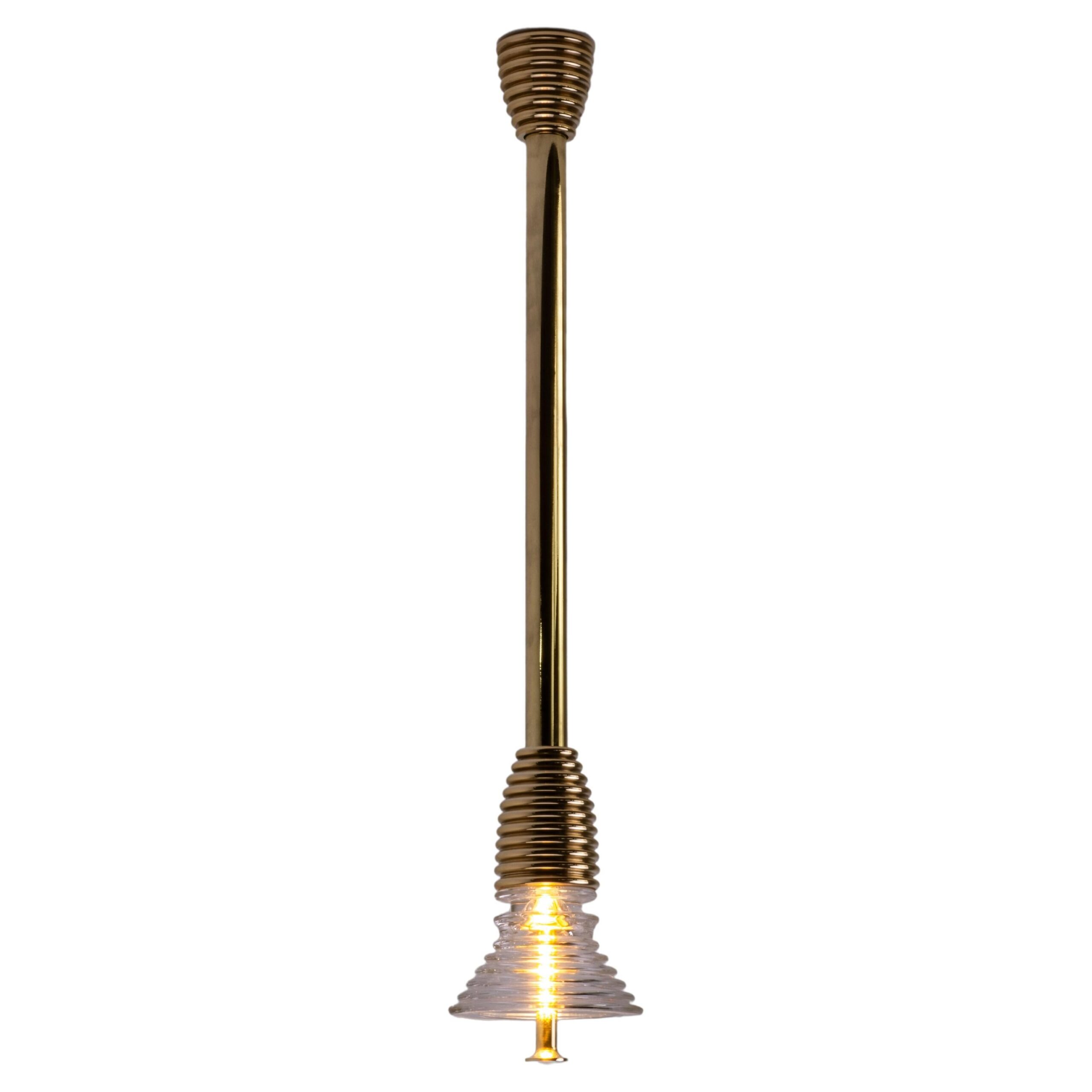 Insulator A Clear Glass and Polished Brass Pendant Light by Novocastrian 1
