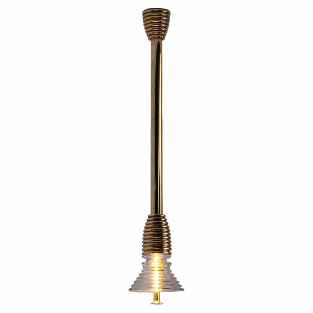 Insulator A Clear Glass and Polished Brass Pendant Light by Novocastrian 1