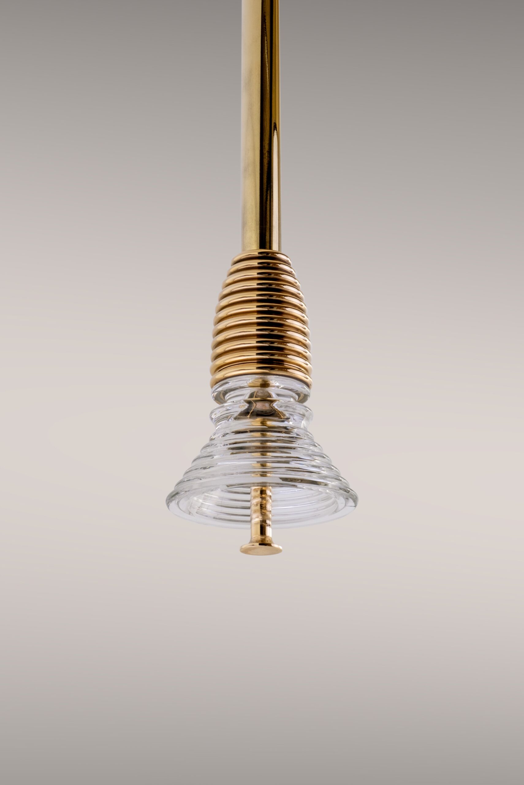 Insulator A Clear Glass and Polished Brass Pendant Light by Novocastrian 3