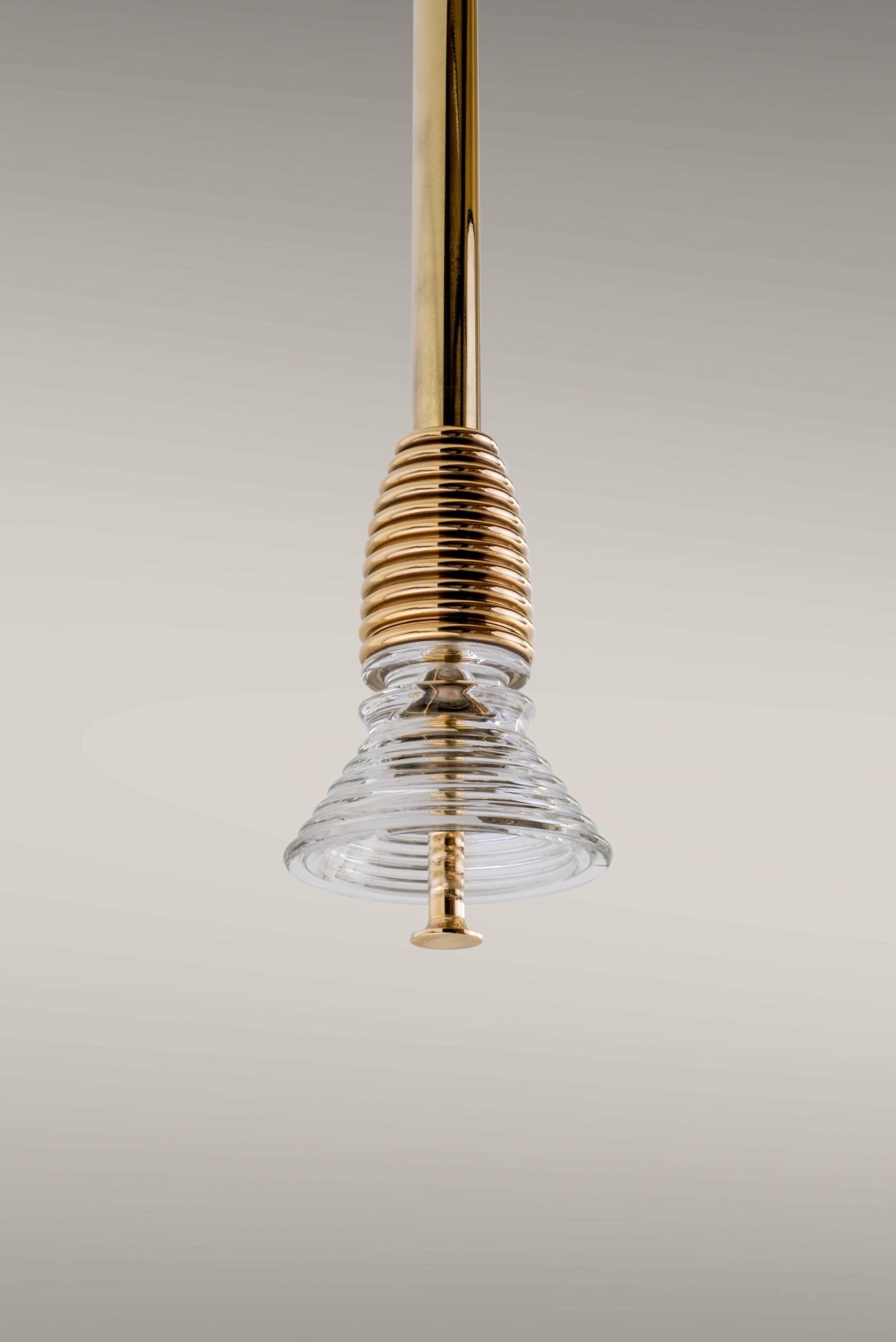 Insulator A Clear Glass and Polished Brass Pendant Light by Novocastrian 3