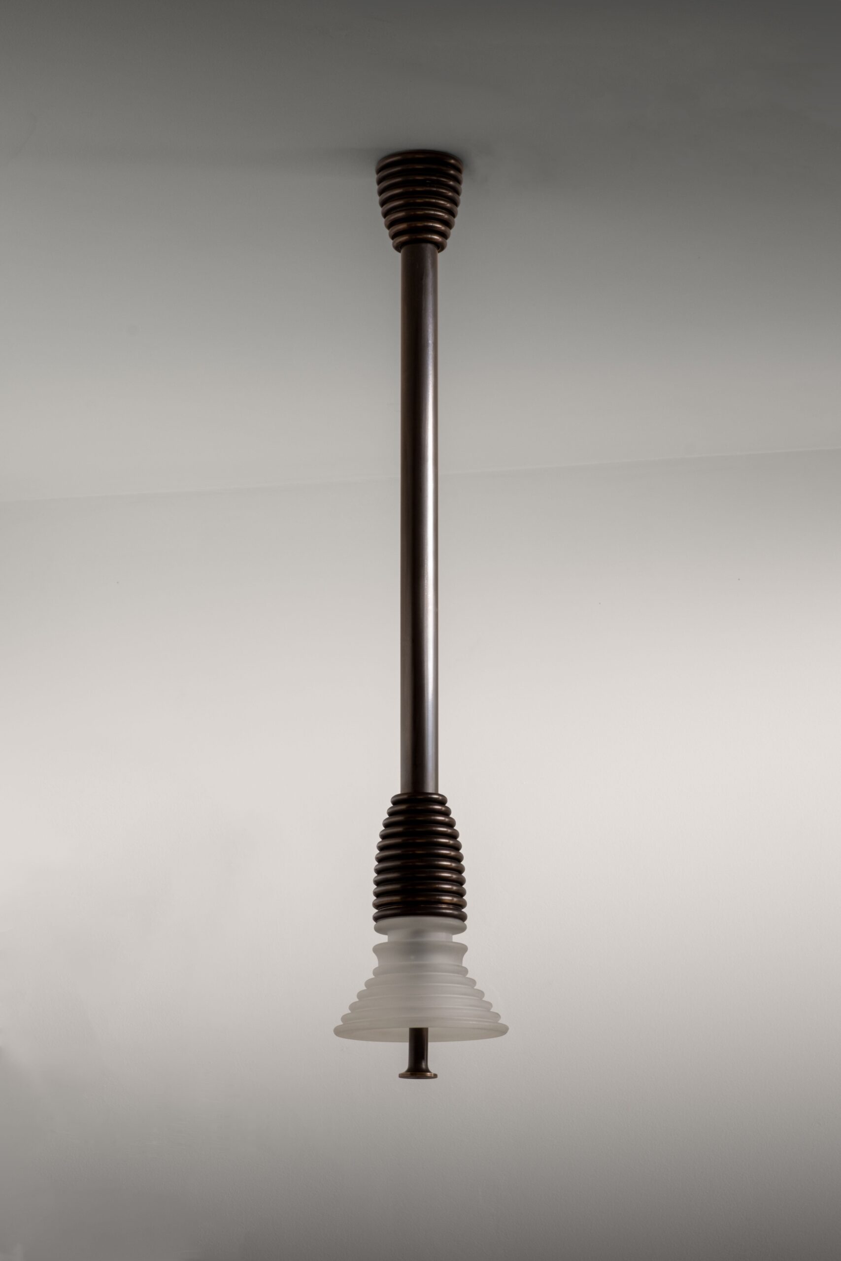 Insulator A Clear Glass and Polished Brass Pendant Light by Novocastrian 4