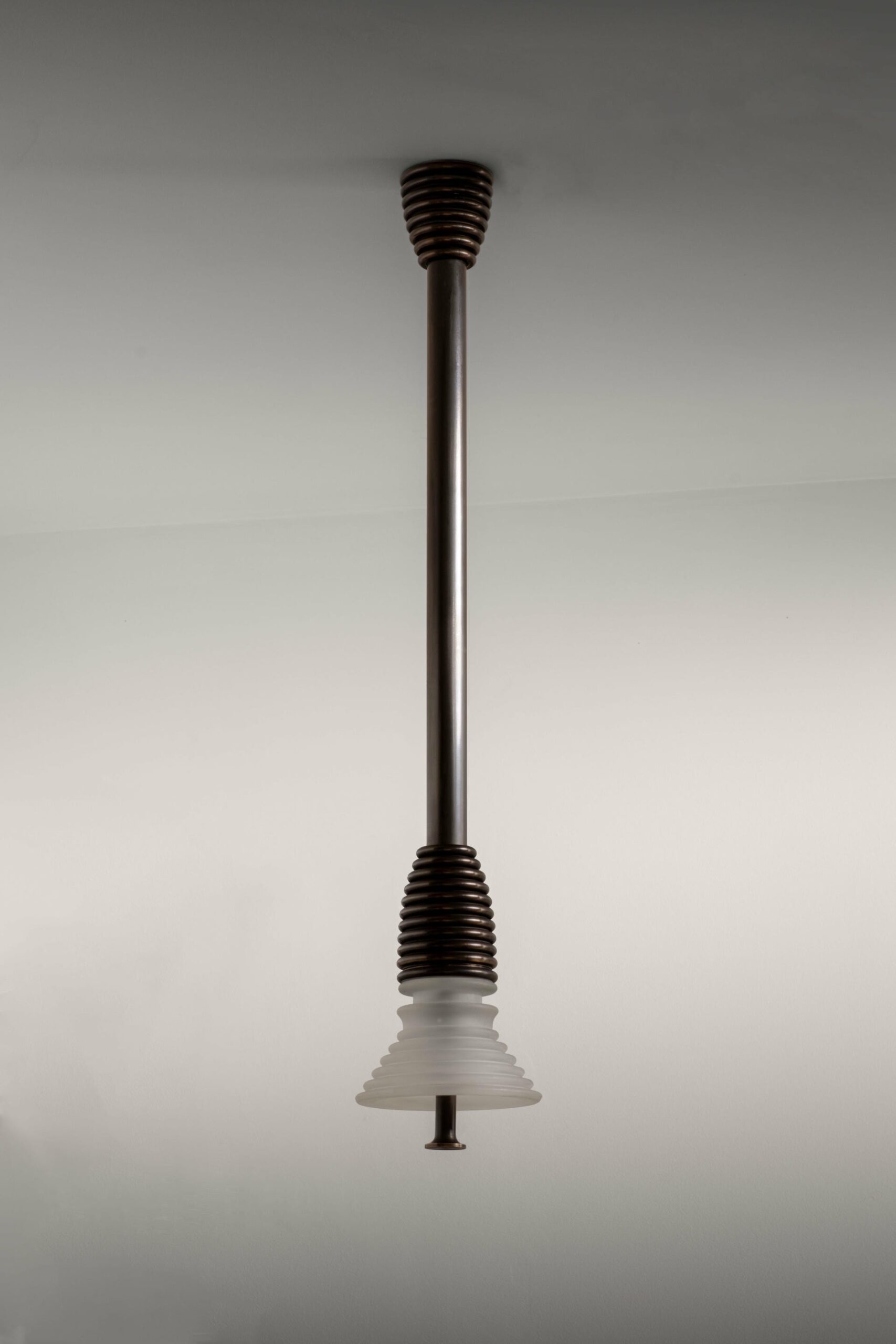 Insulator A Clear Glass and Polished Brass Pendant Light by Novocastrian 4