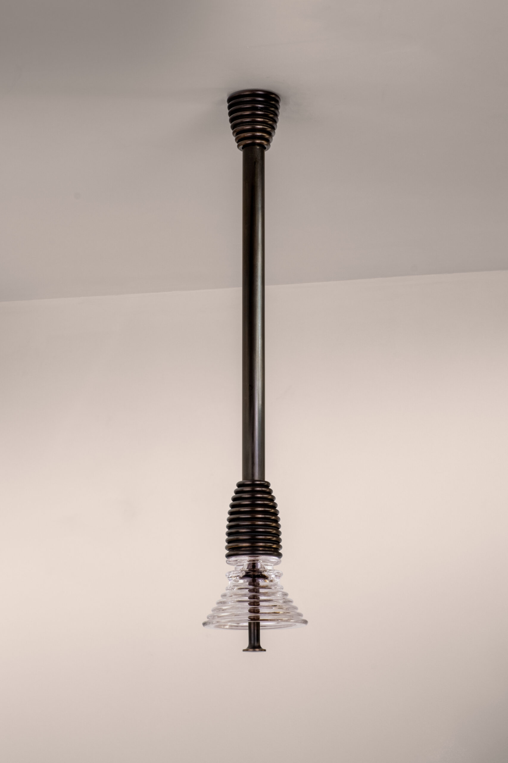 Insulator A Clear Glass and Polished Brass Pendant Light by Novocastrian 5