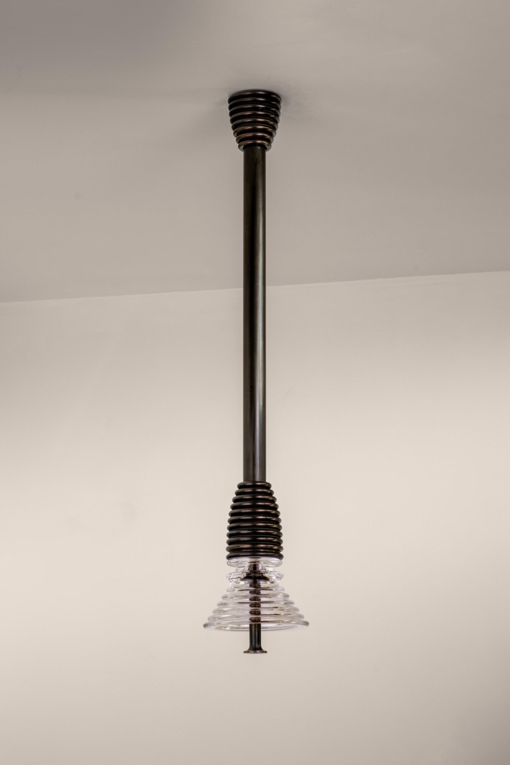 Insulator A Clear Glass and Polished Brass Pendant Light by Novocastrian 5