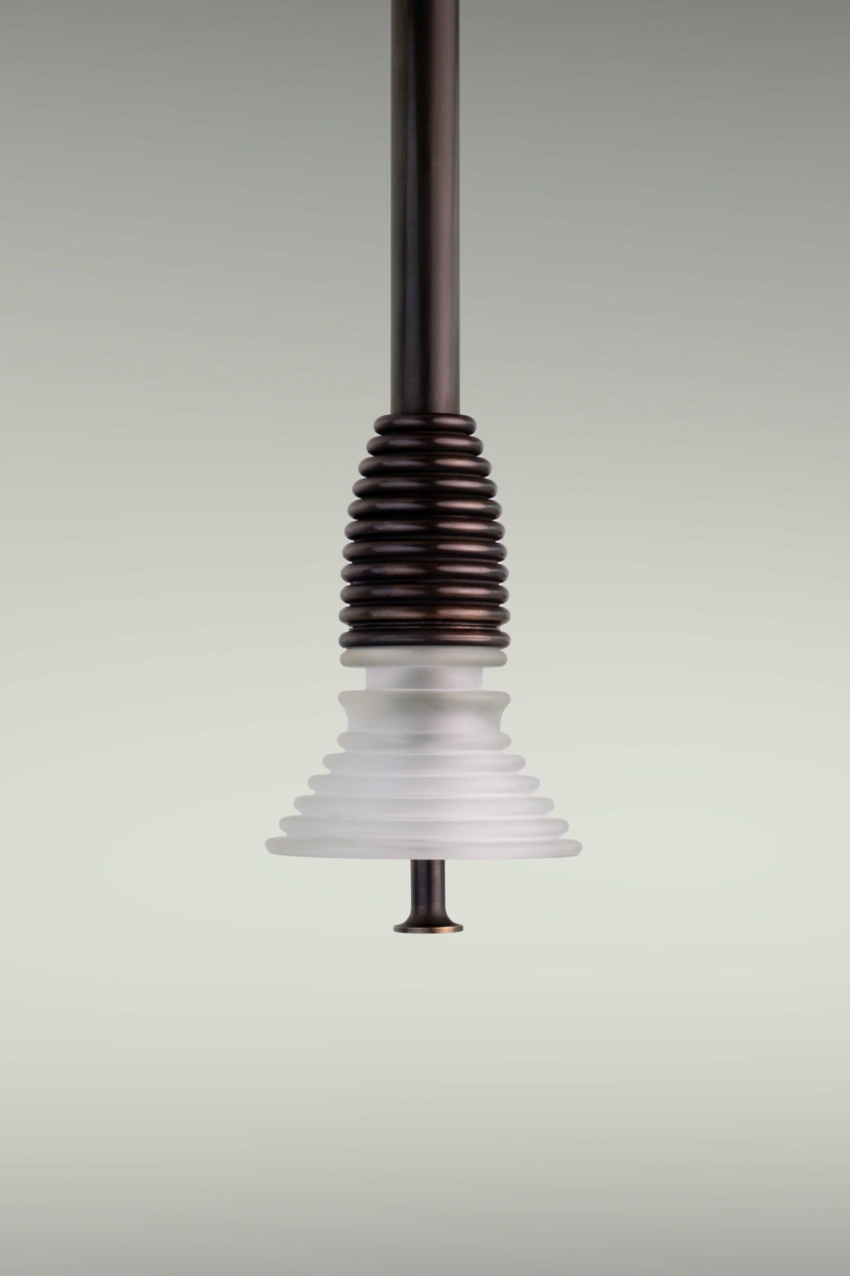 Insulator A Frosted Glass and Dark Brass Pendant Light by Novocastrian 3