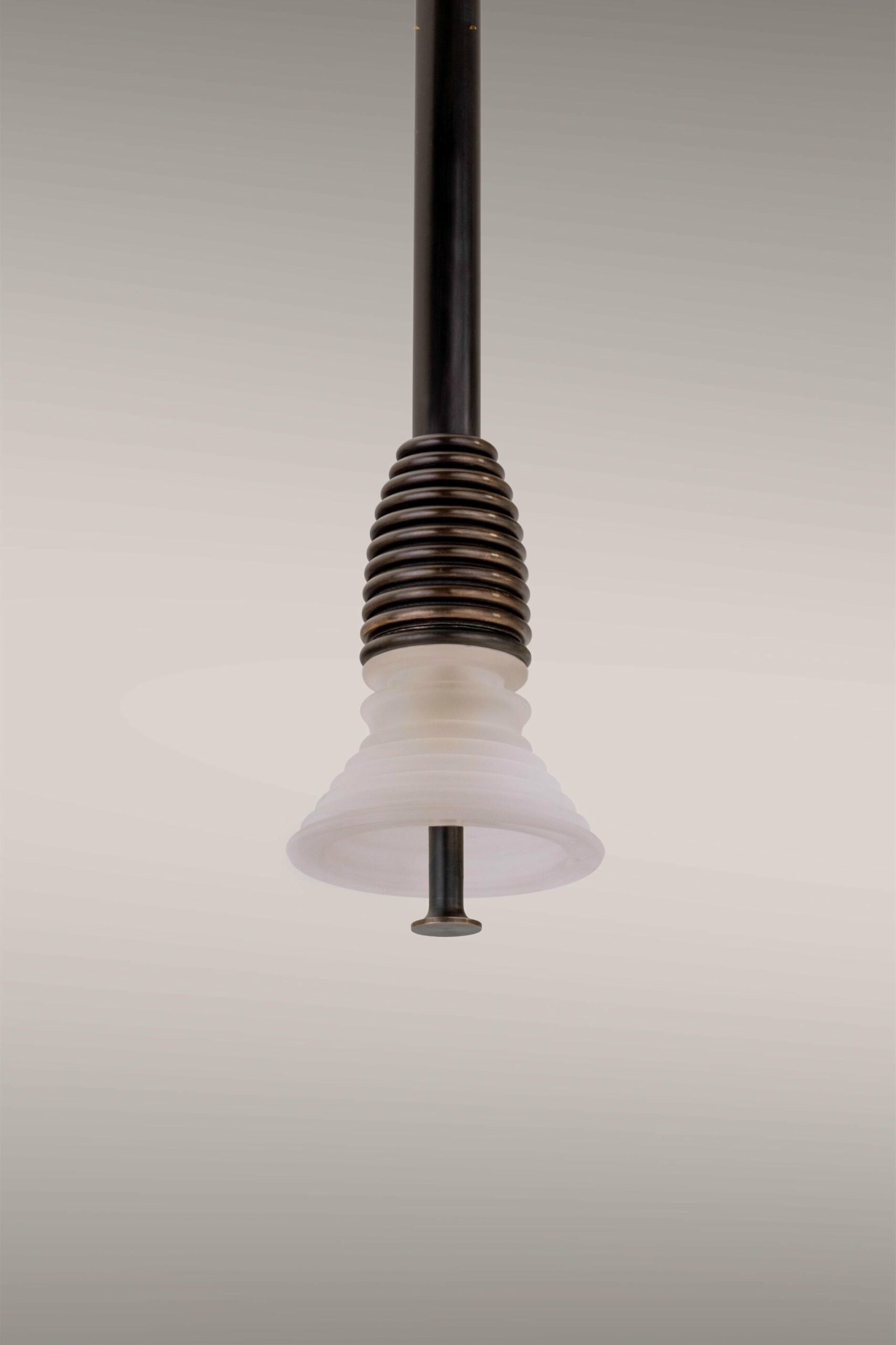 Insulator A Frosted Glass and Dark Brass Pendant Light by Novocastrian 4