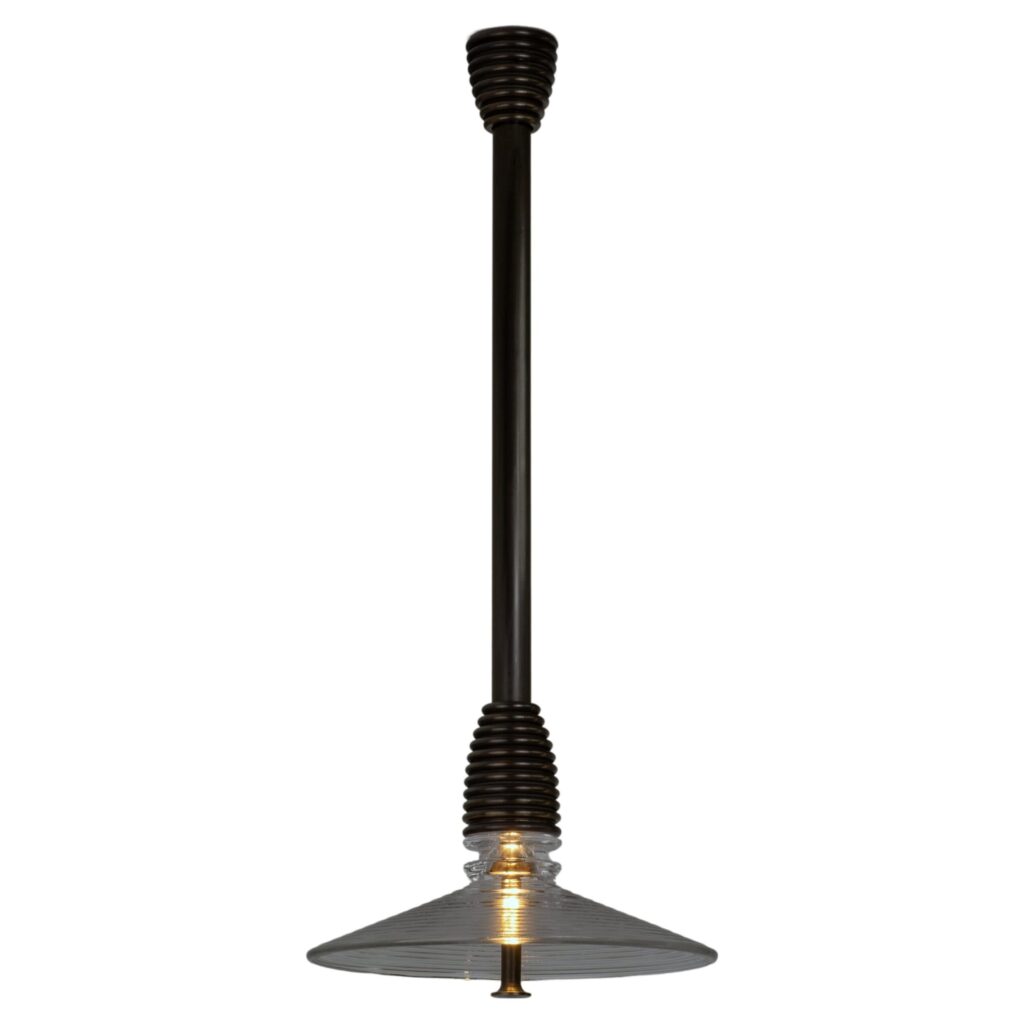 Insulator B Clear Glass and Dark Brass Pendant Light by Novocastrian 1