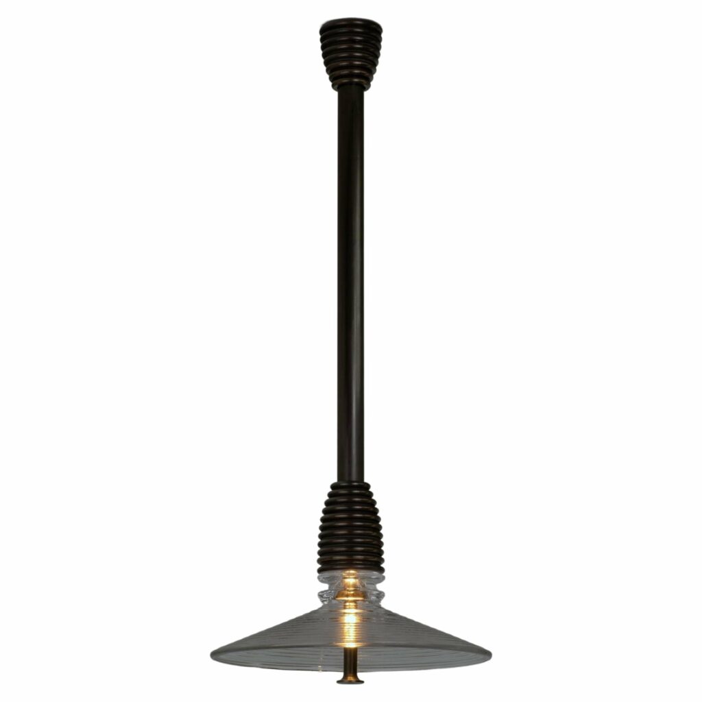 Insulator B Clear Glass and Dark Brass Pendant Light by Novocastrian 1