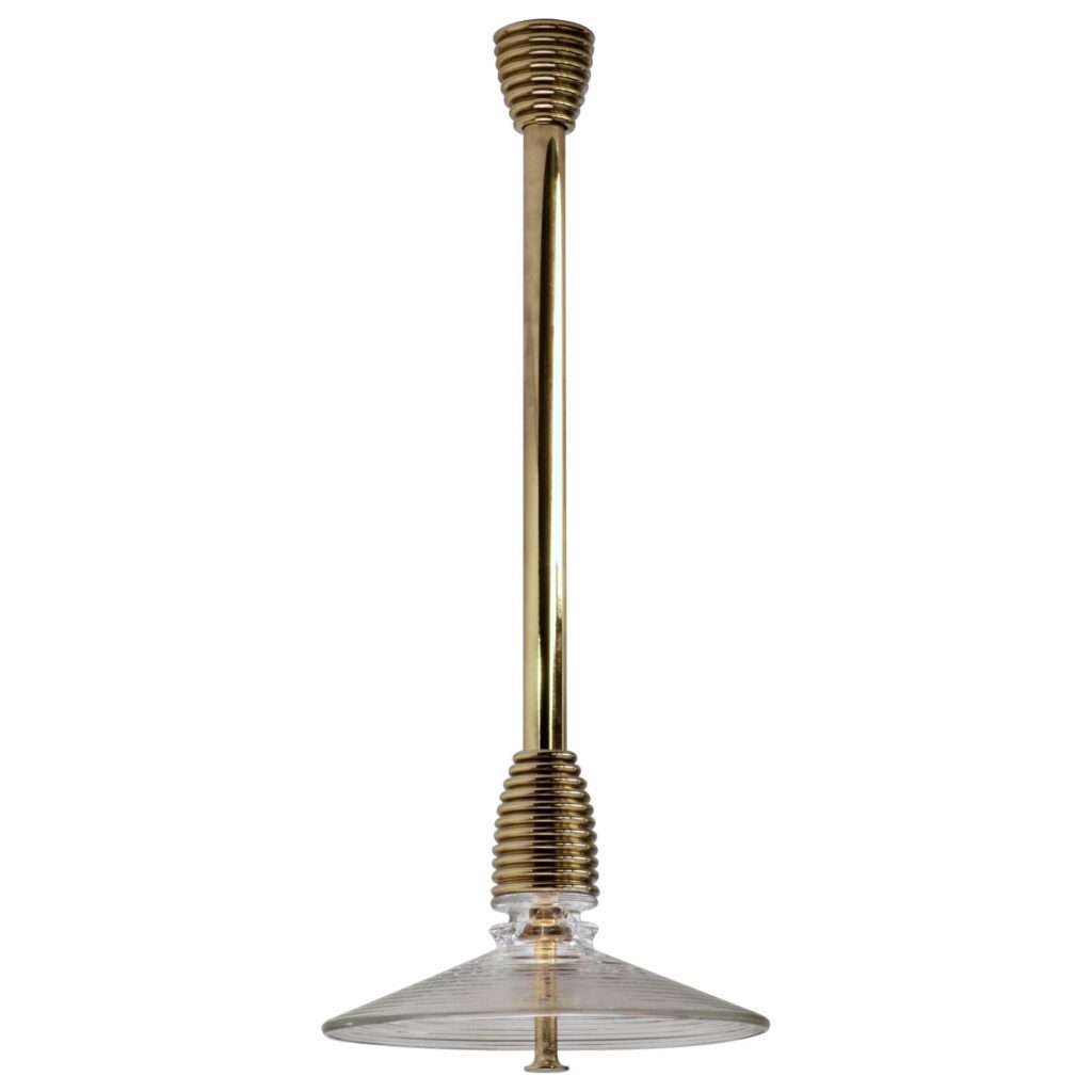 Insulator B Clear Glass and Polished Brass Pendant Light by Novocastrian 1