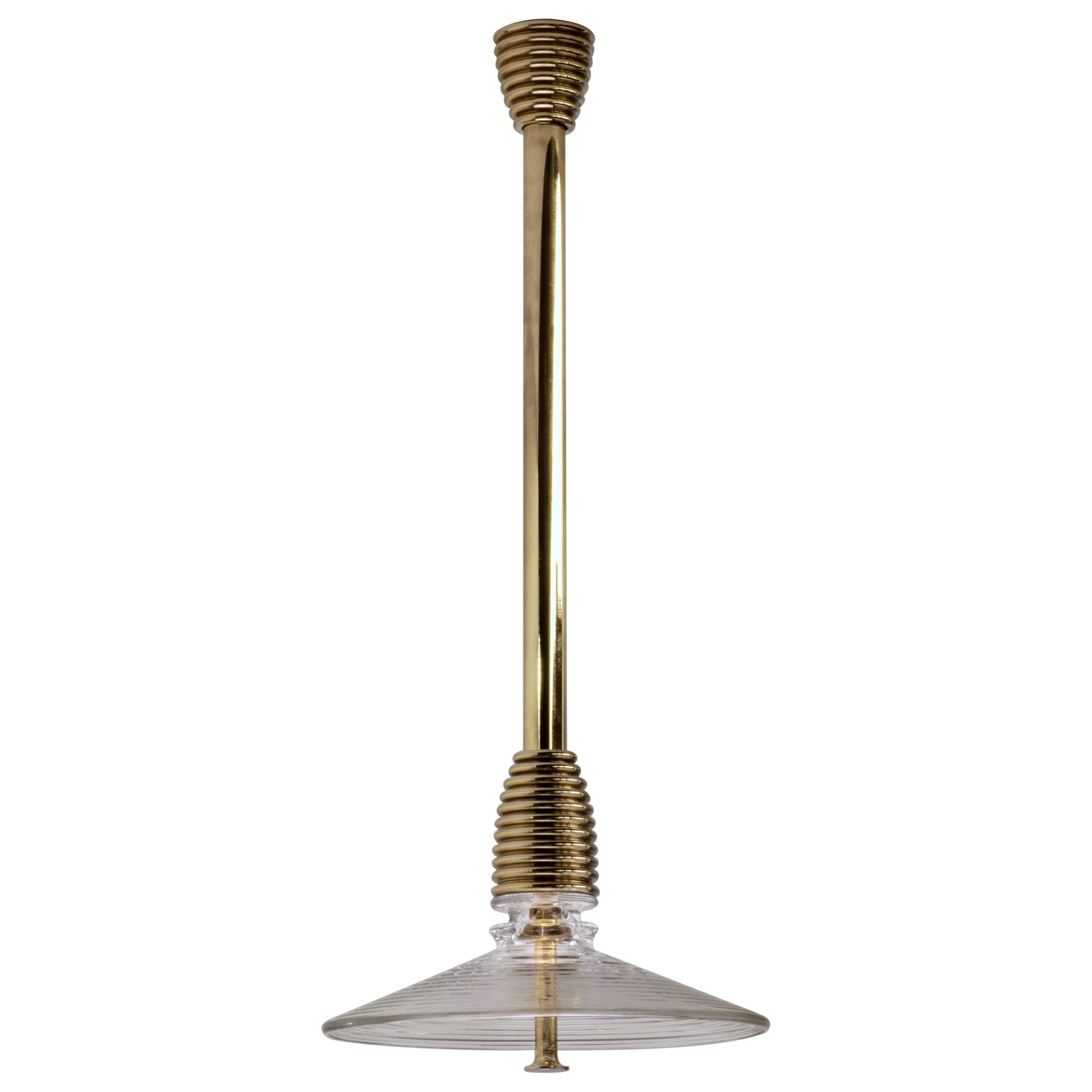 Insulator B Clear Glass and Polished Brass Pendant Light by Novocastrian 1