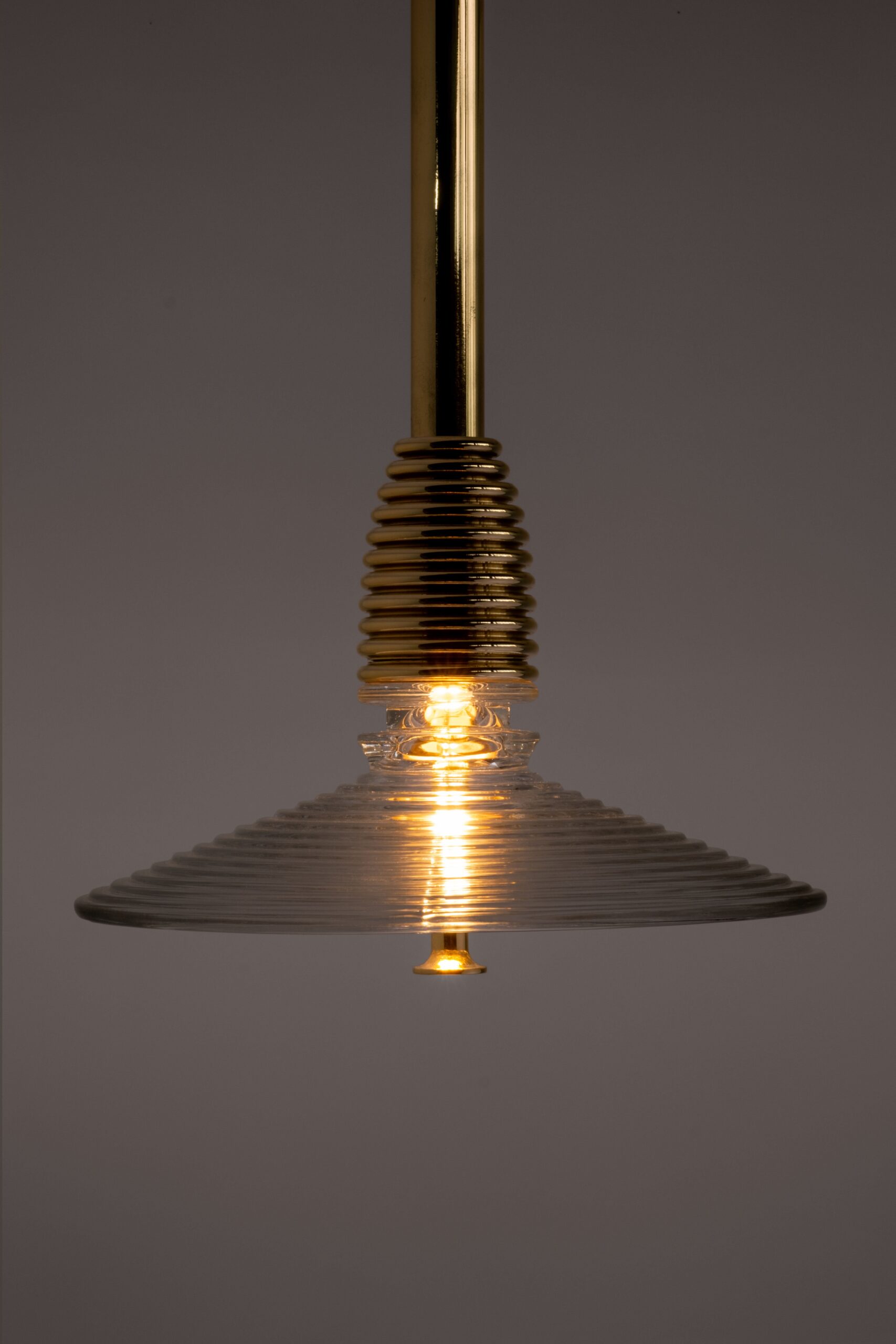 Insulator B Clear Glass and Polished Brass Pendant Light by Novocastrian 10