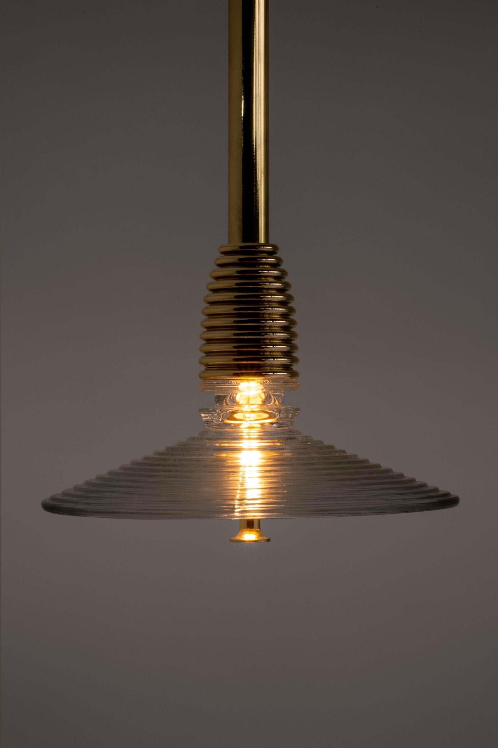 Insulator B Clear Glass and Polished Brass Pendant Light by Novocastrian 10