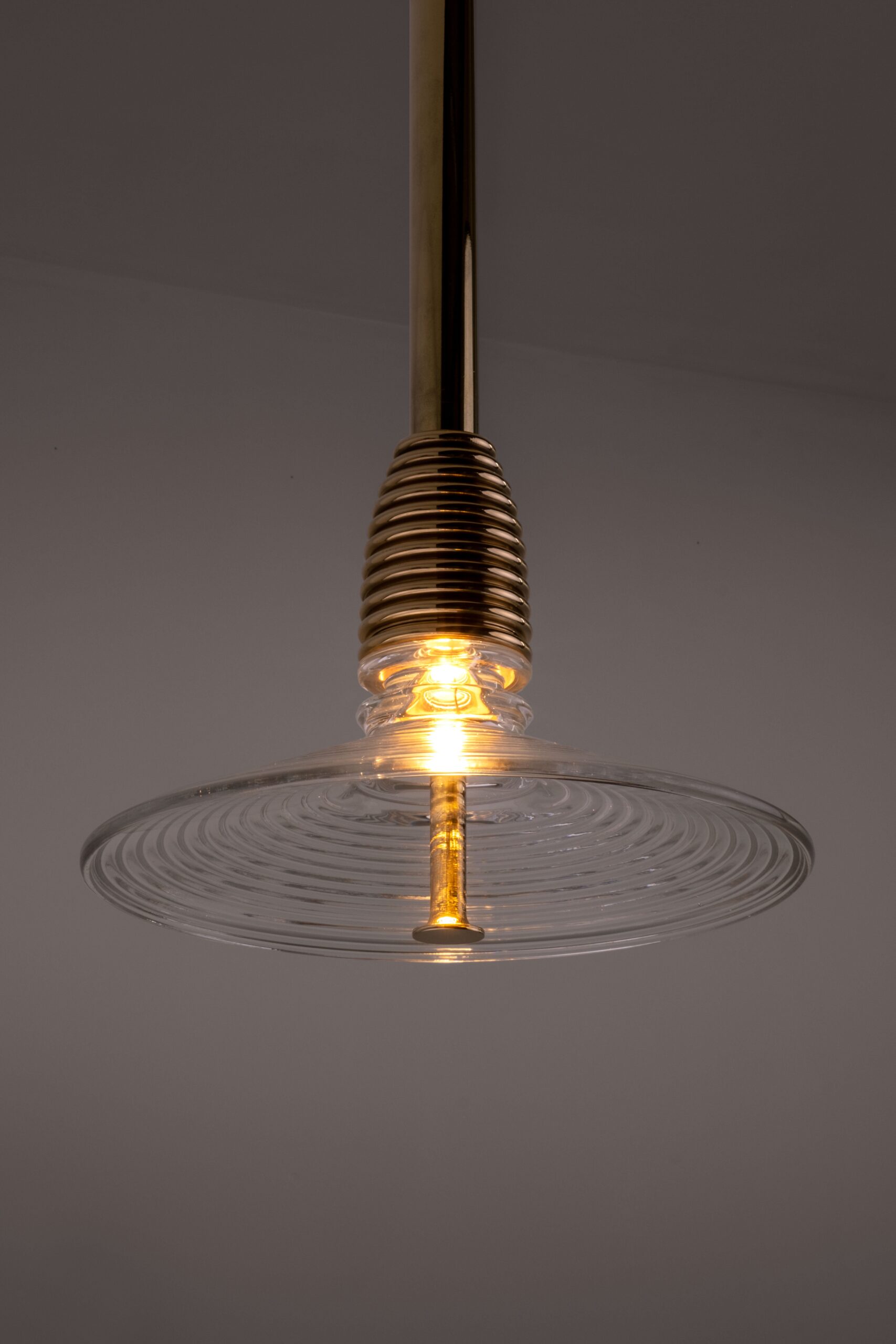 Insulator B Clear Glass and Polished Brass Pendant Light by Novocastrian 11
