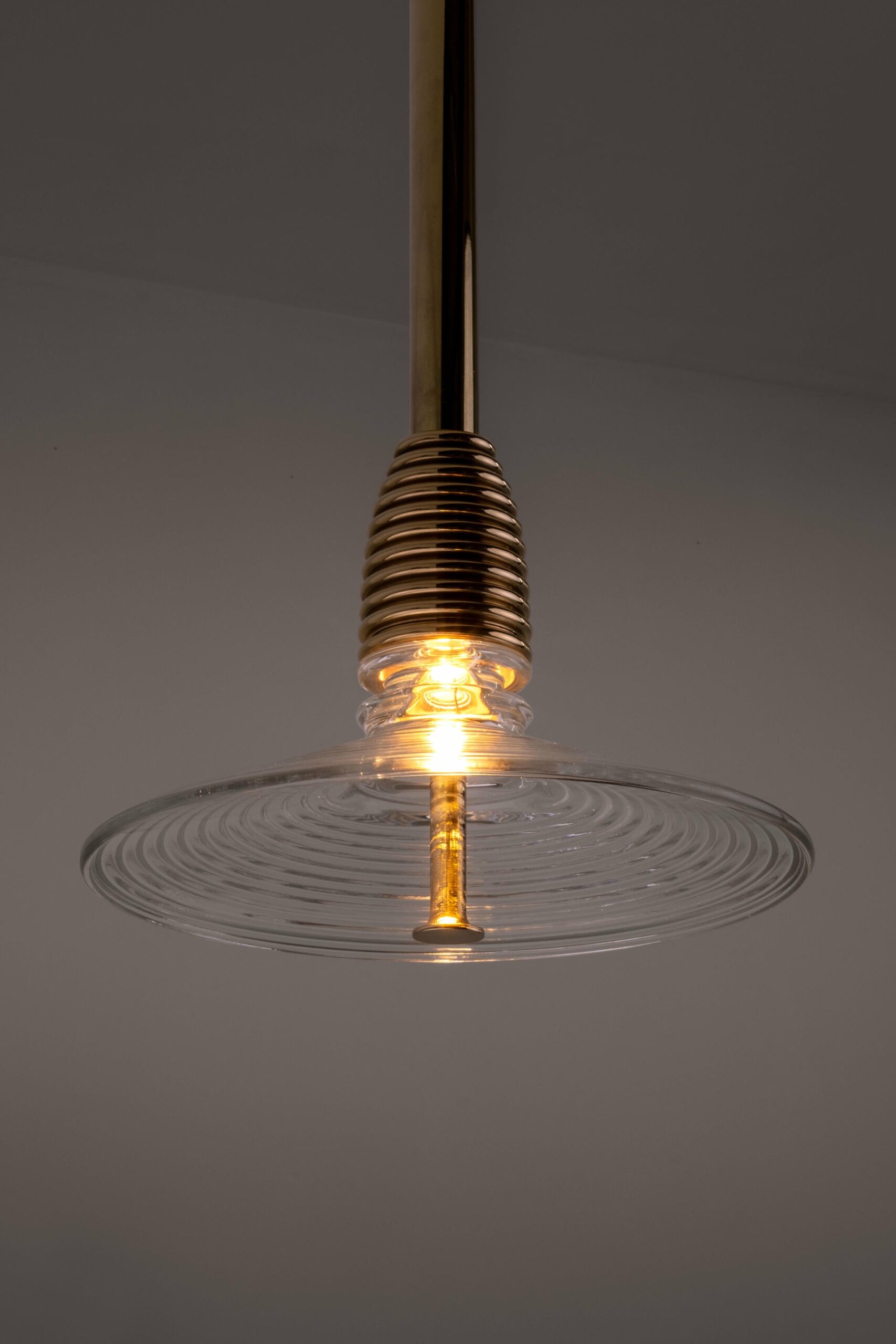 Insulator B Clear Glass and Polished Brass Pendant Light by Novocastrian 11