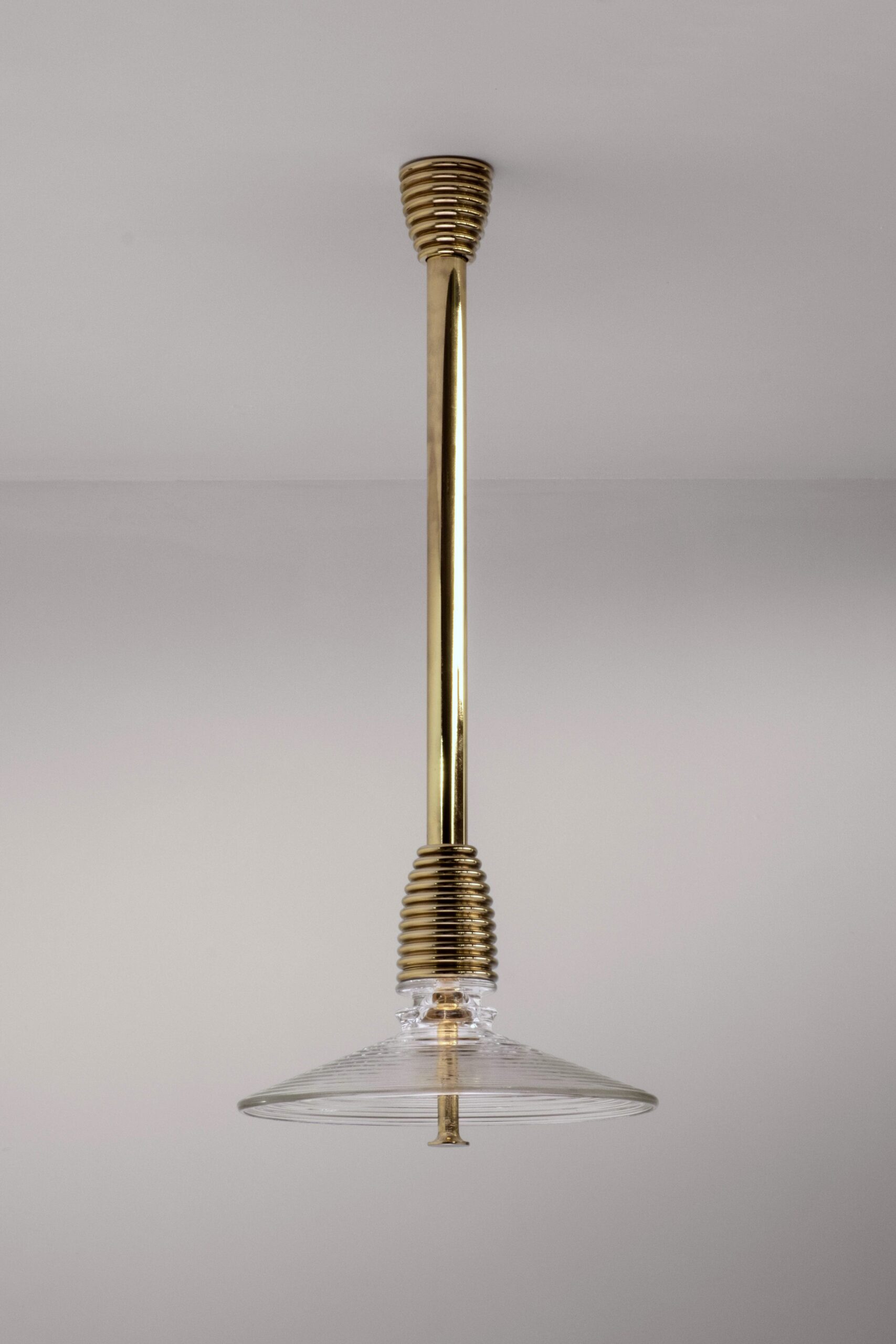 Insulator B Clear Glass and Polished Brass Pendant Light by Novocastrian 2