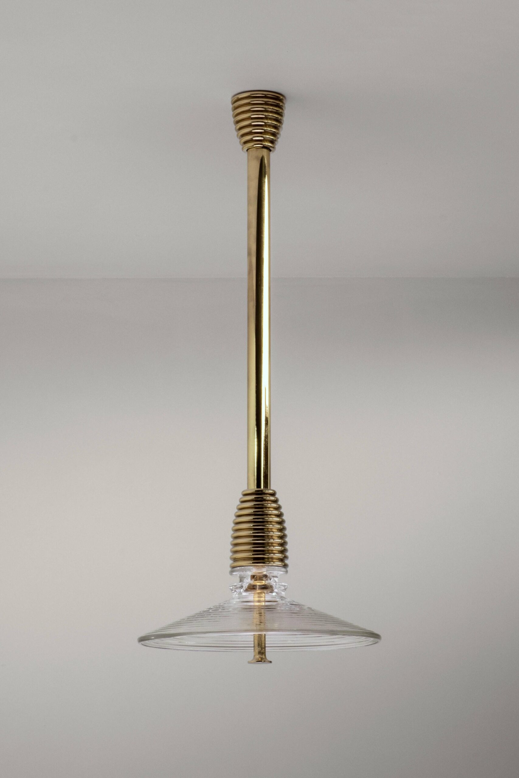 Insulator B Clear Glass and Polished Brass Pendant Light by Novocastrian 2