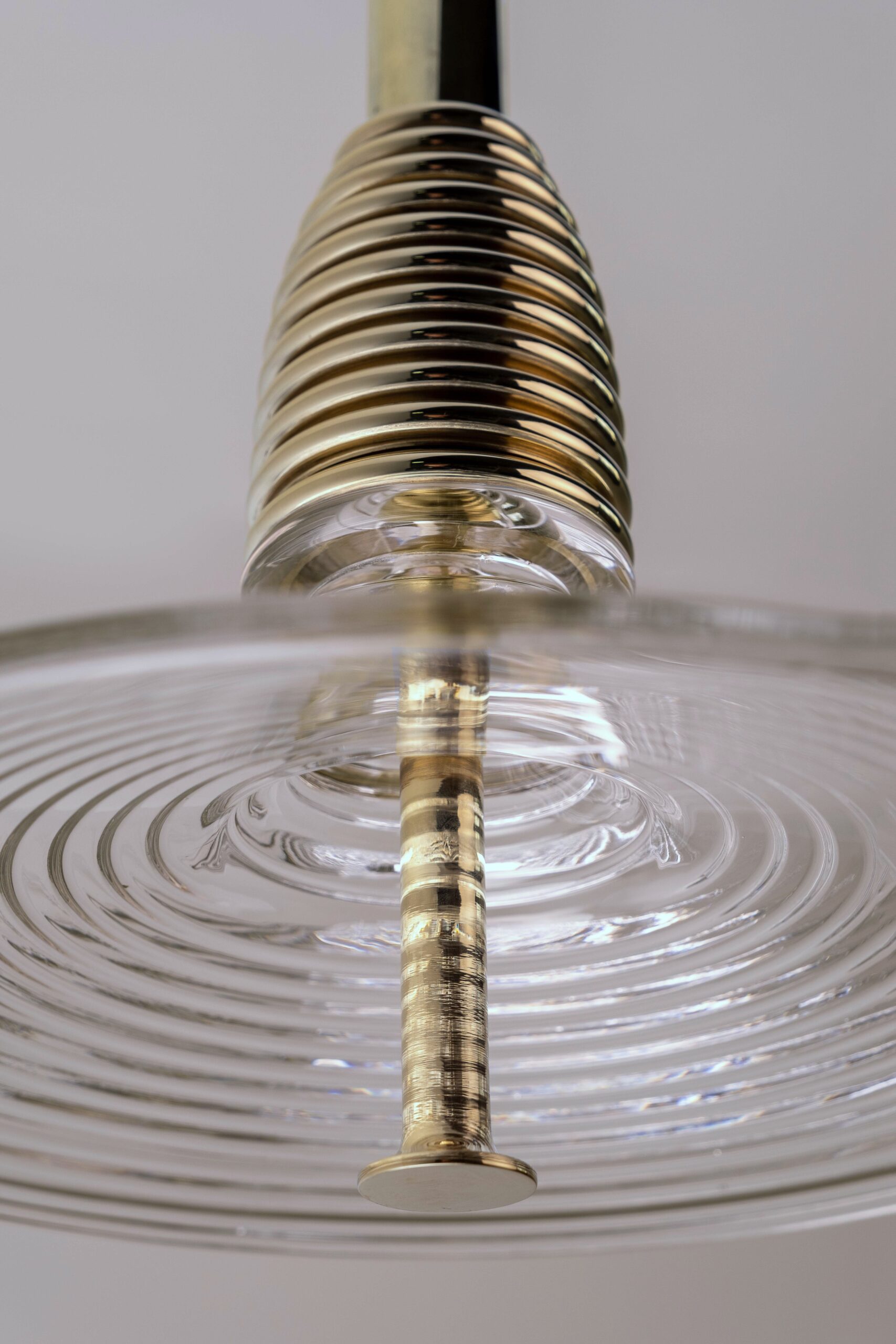 Insulator B Clear Glass and Polished Brass Pendant Light by Novocastrian 4
