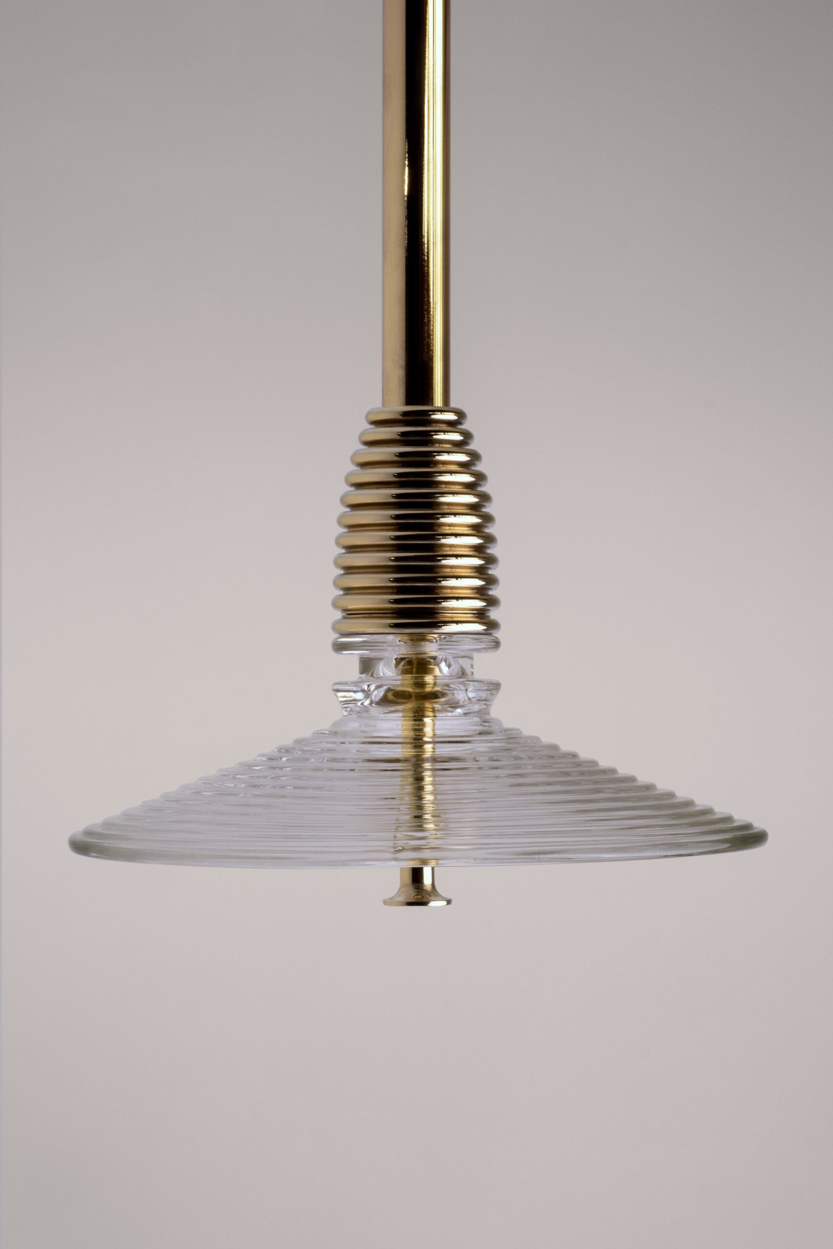 Insulator B Clear Glass and Polished Brass Pendant Light by Novocastrian 8