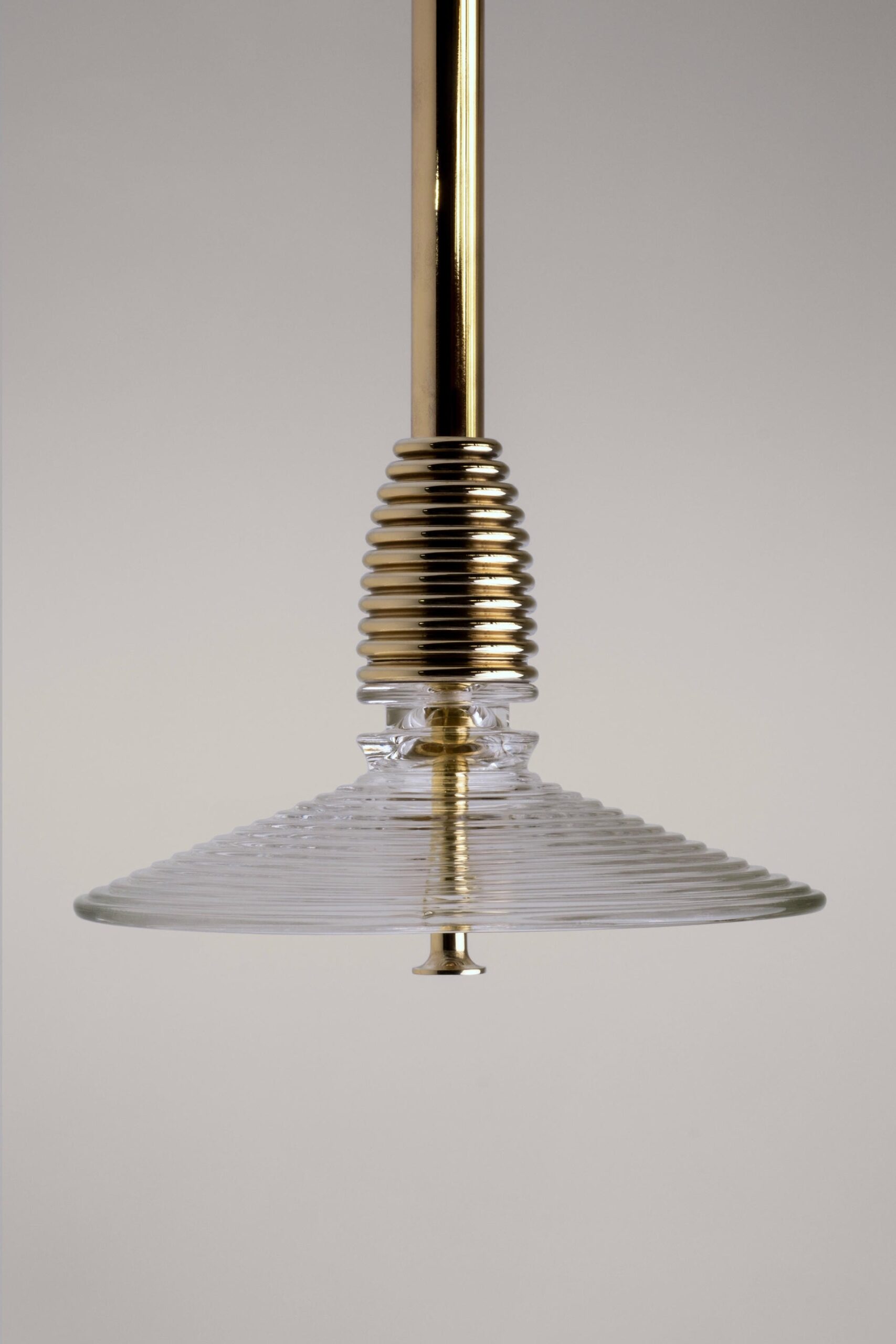 Insulator B Clear Glass and Polished Brass Pendant Light by Novocastrian 8